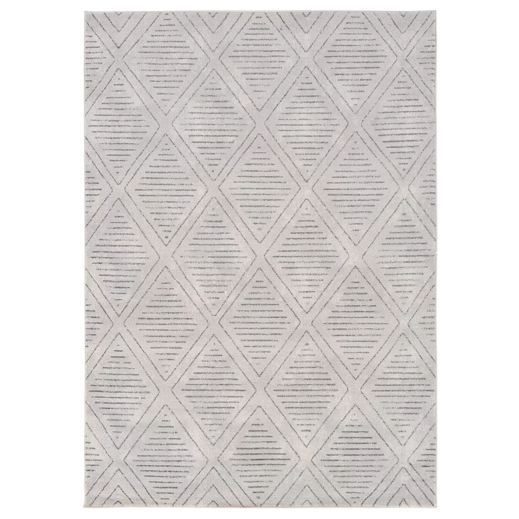 * Attractive (D534) Cleo White & Grey Diamond Design Area Rug, 8 10