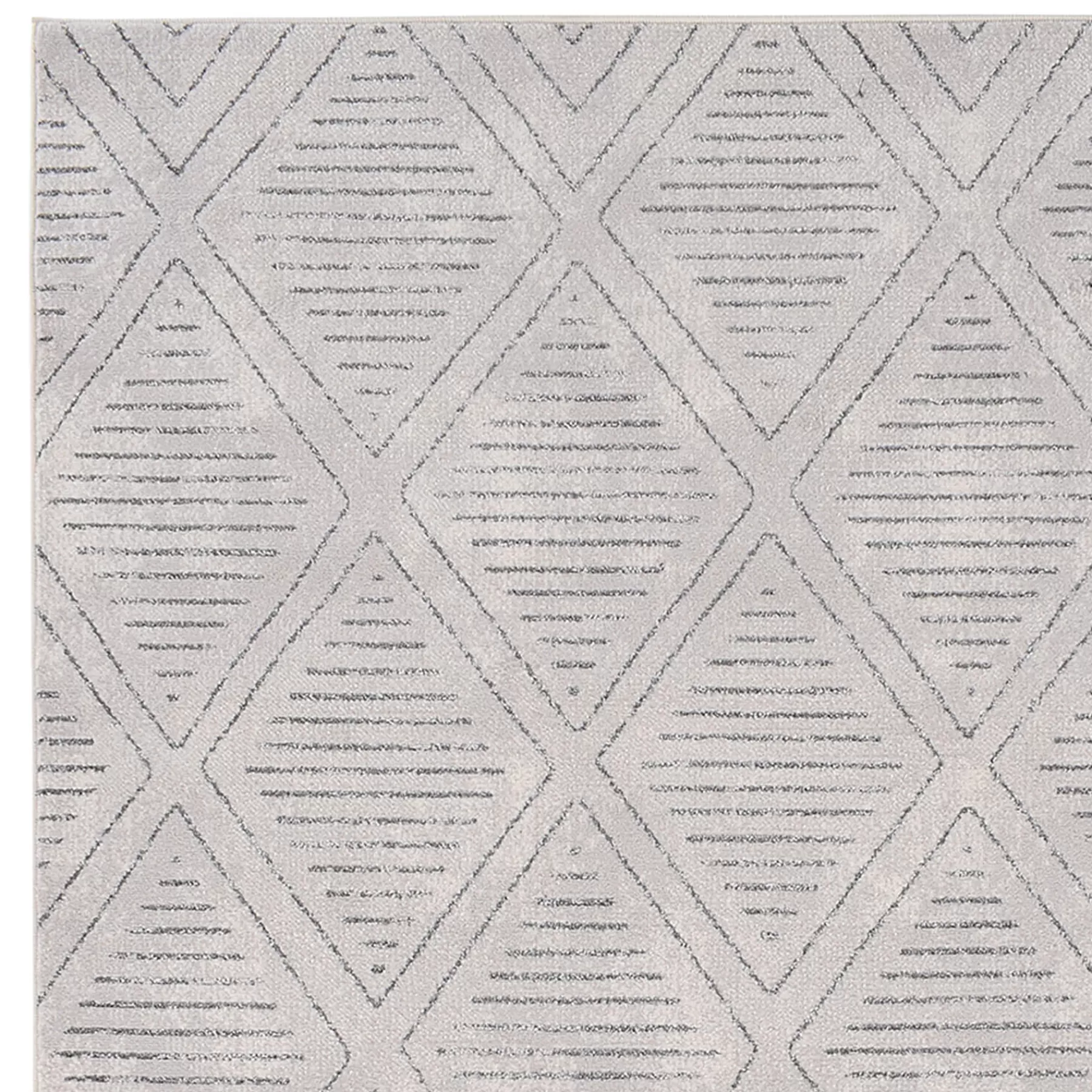 * Attractive (D534) Cleo White & Grey Diamond Design Area Rug, 8 10