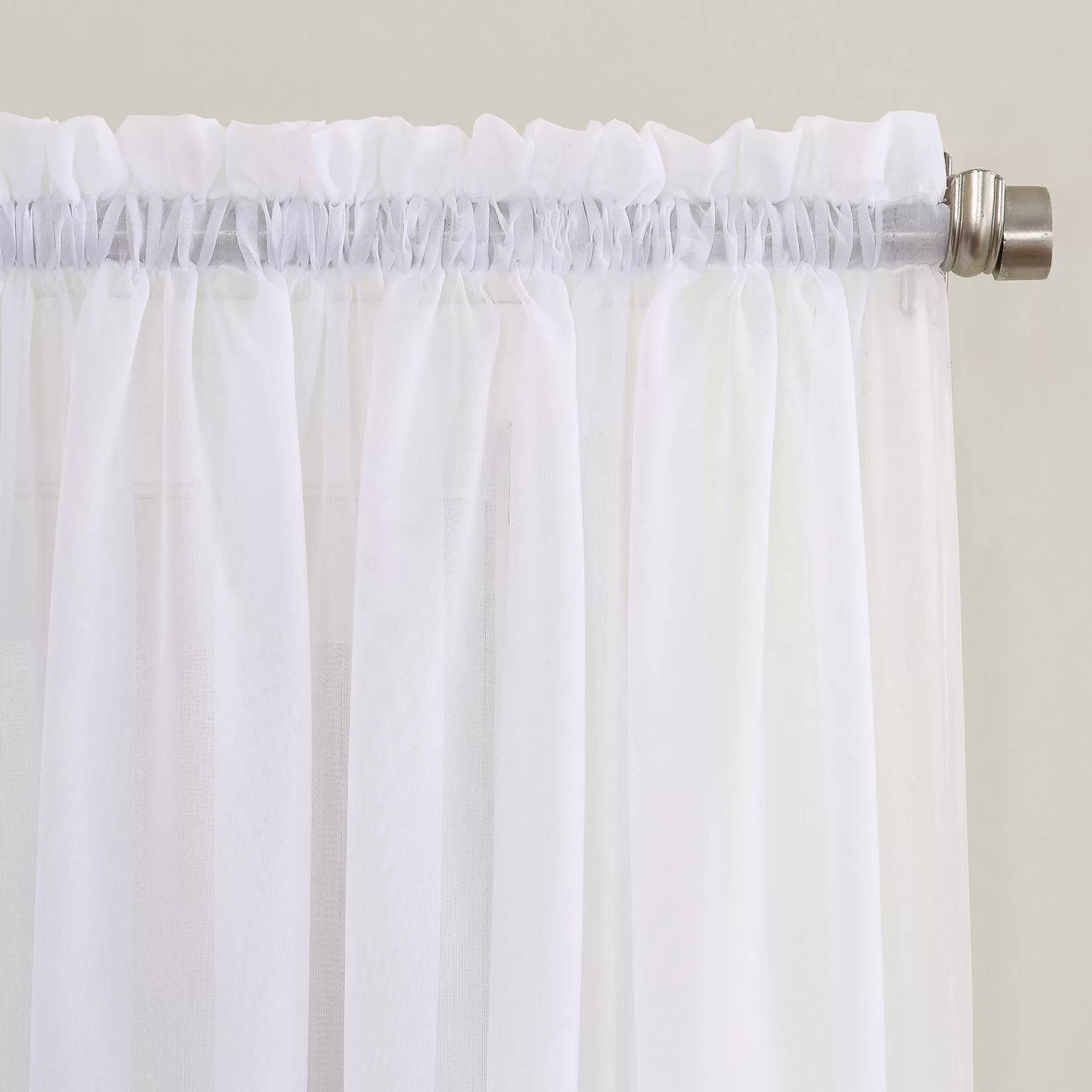 * Attractive Erica White Crushed Voile Rod Pocket Sheer Curtain Panel, 95