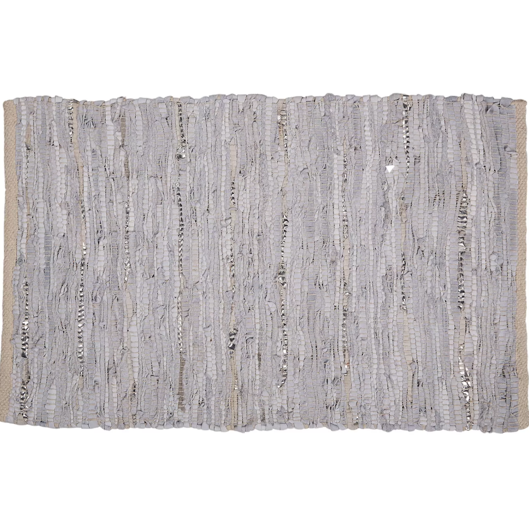 * Attractive Metallic Grey & Silver Handwoven Faux Leather Accent Rug, 20 34