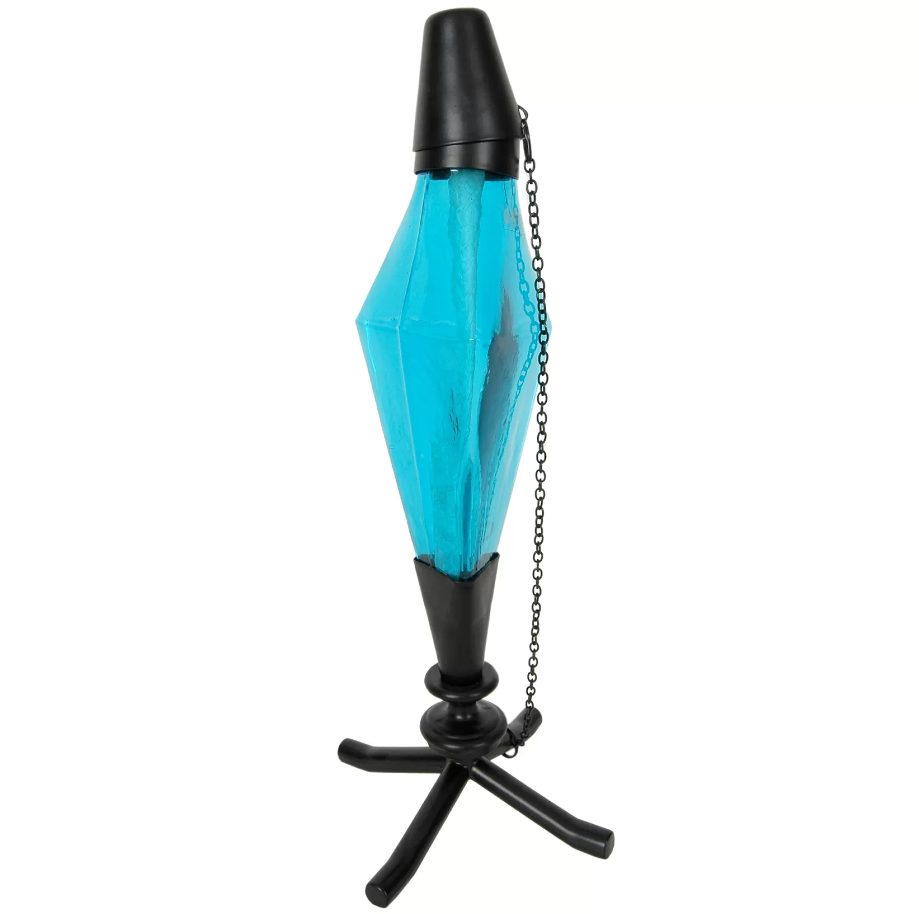 * Attractive Tabletop Torch 12In. Triangle Glass Turquoise