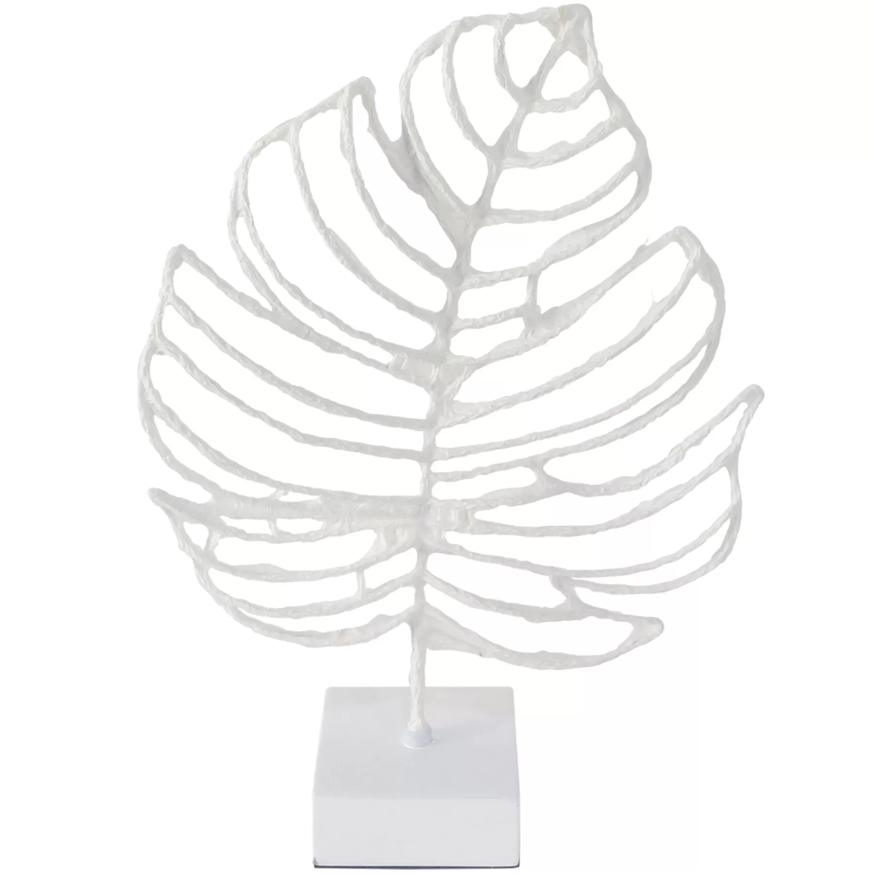 * Attractive White Faux Wood Palm Leaf Figurine, 16