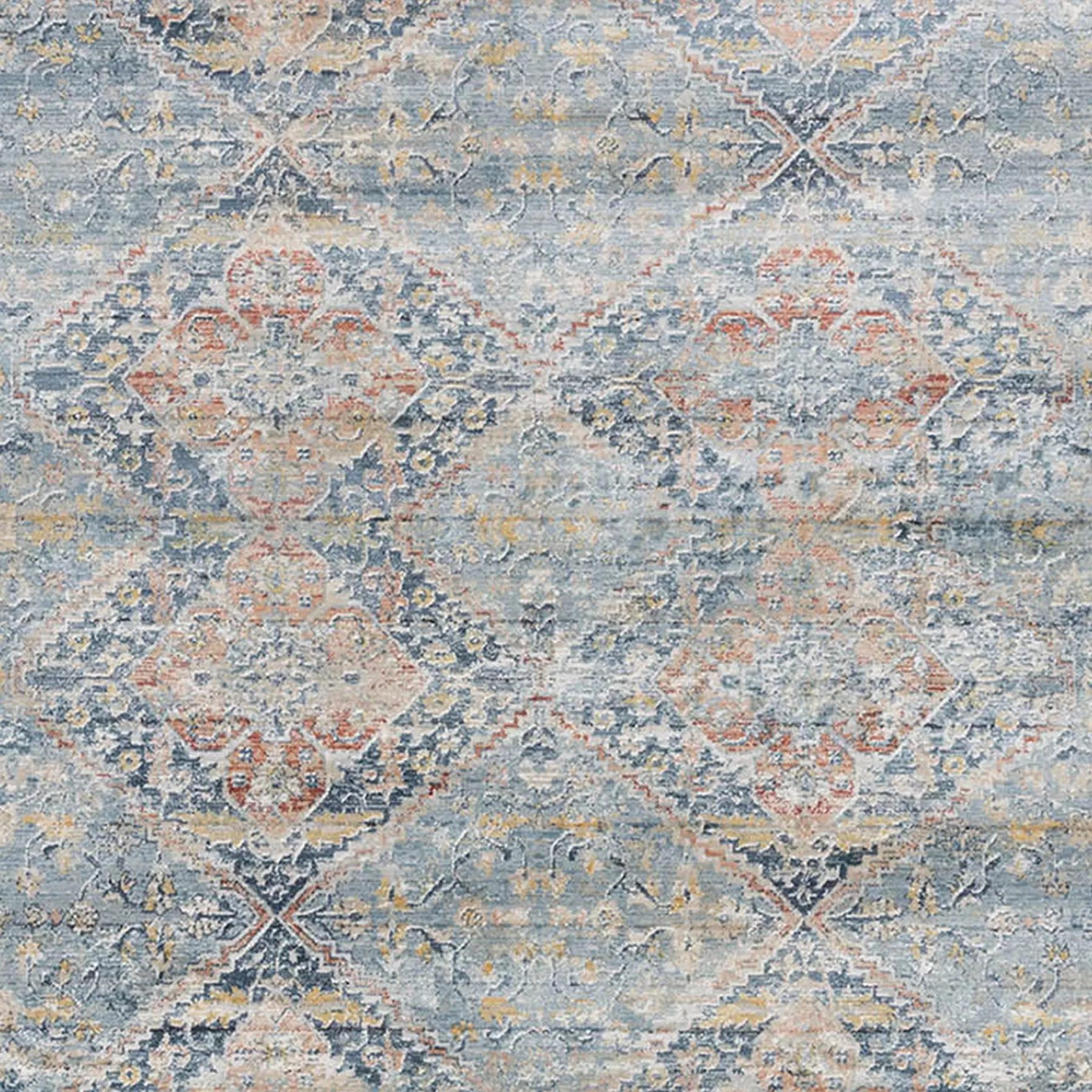 * Bargain Sale (B652) Genevieve Red & Blue Distress Look Area Rug, 5 8