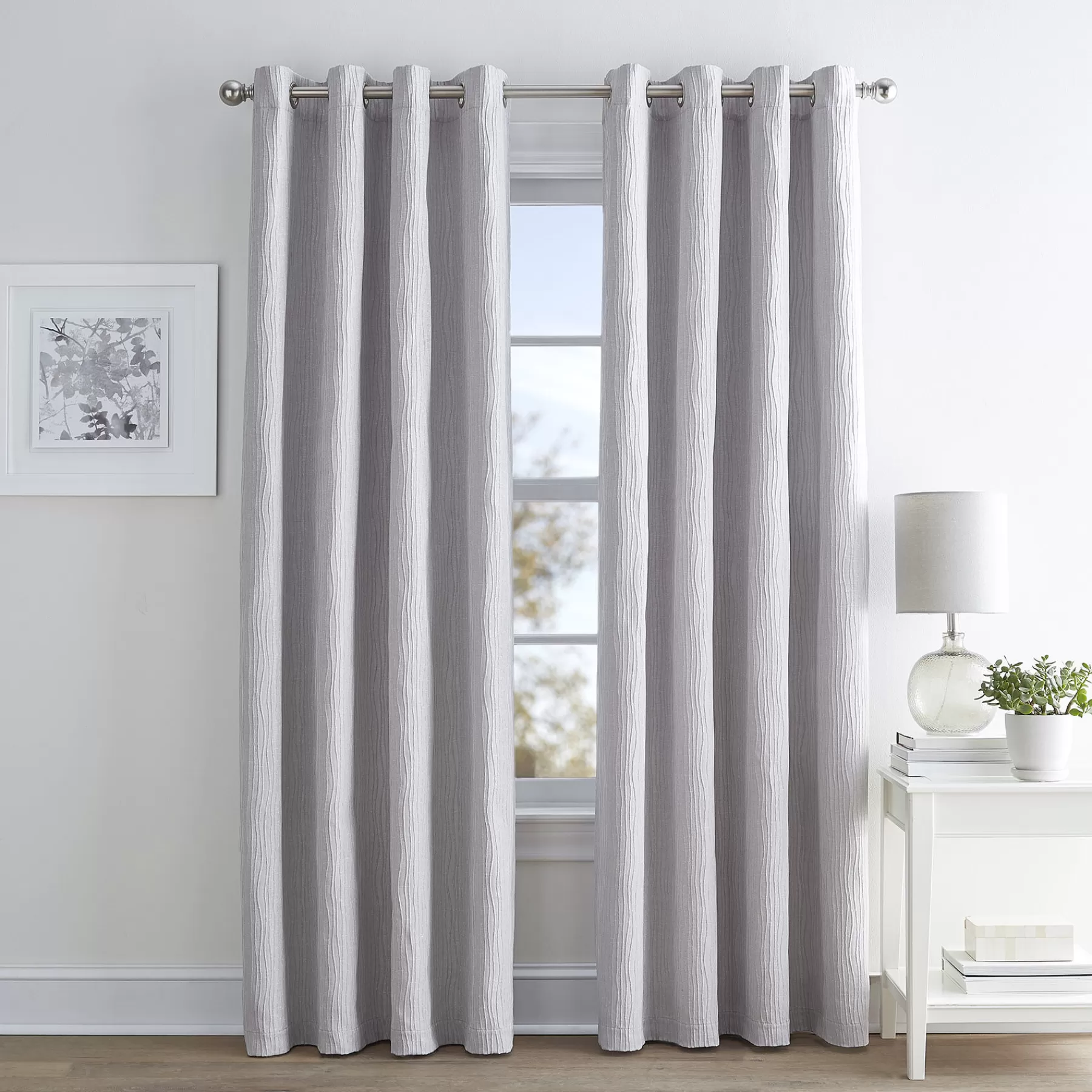 * Bargain Sale Bristol Light Grey Textured Blackout Grommet Curtain Panel, 63