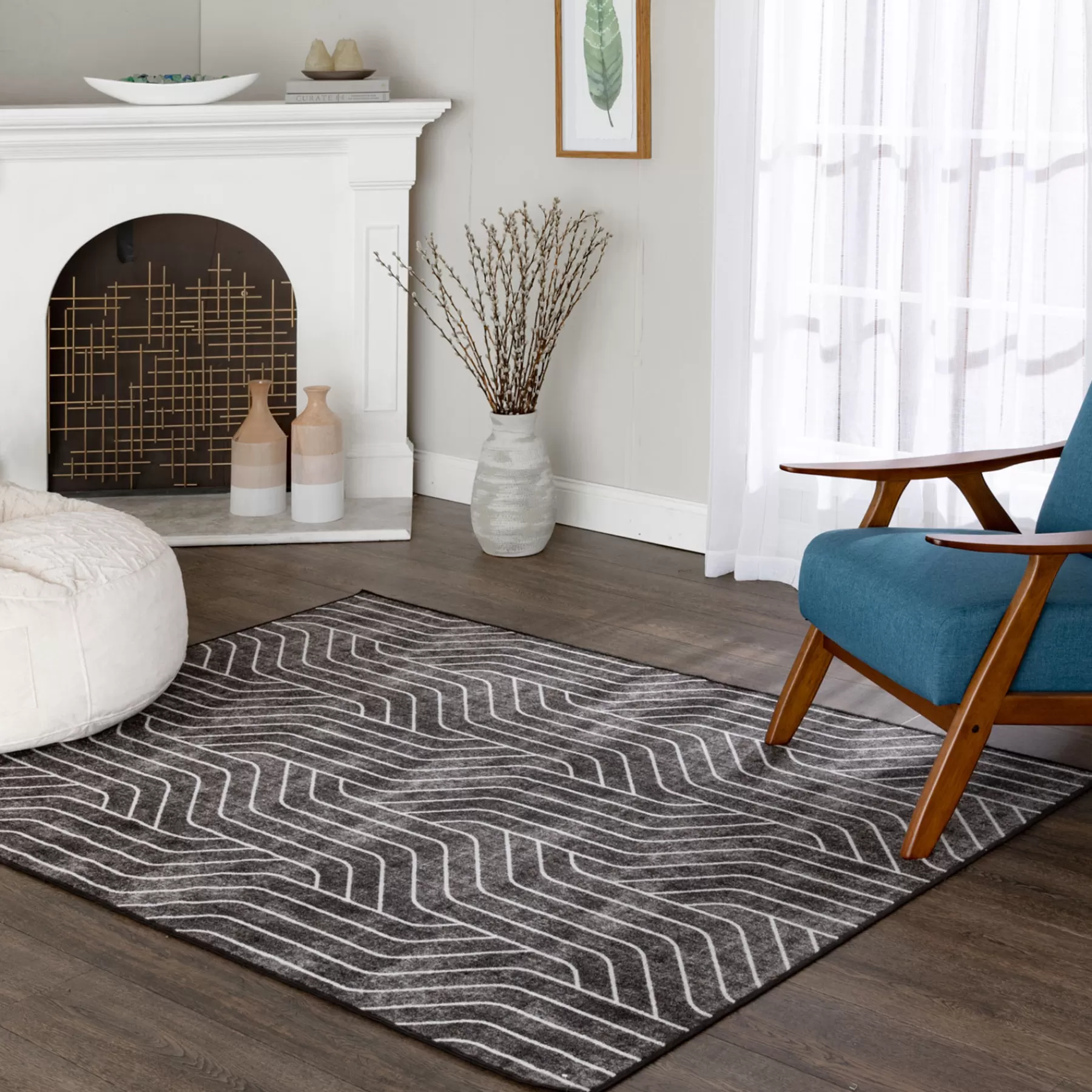 * Bargain Sale (D563) Venus Black & Grey Area Rug, 7 10