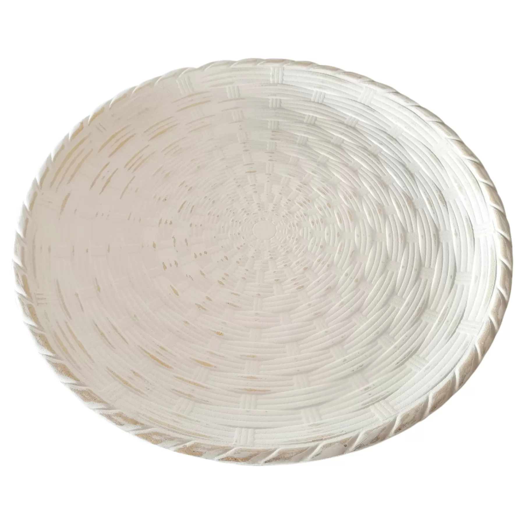 * Bargain Sale Honeybloom White Woven Decorative Platter, 16