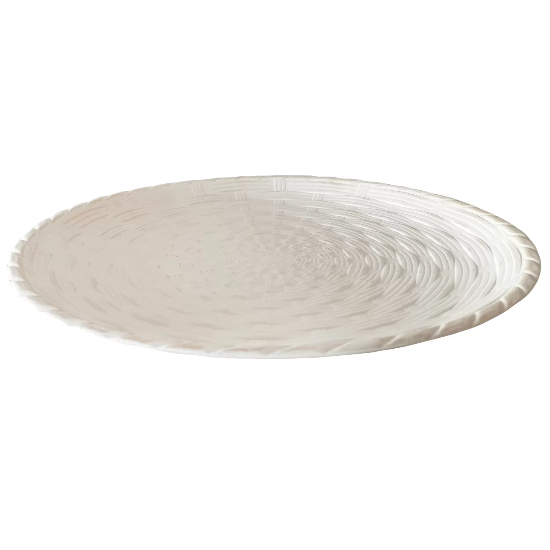 * Bargain Sale Honeybloom White Woven Decorative Platter, 16