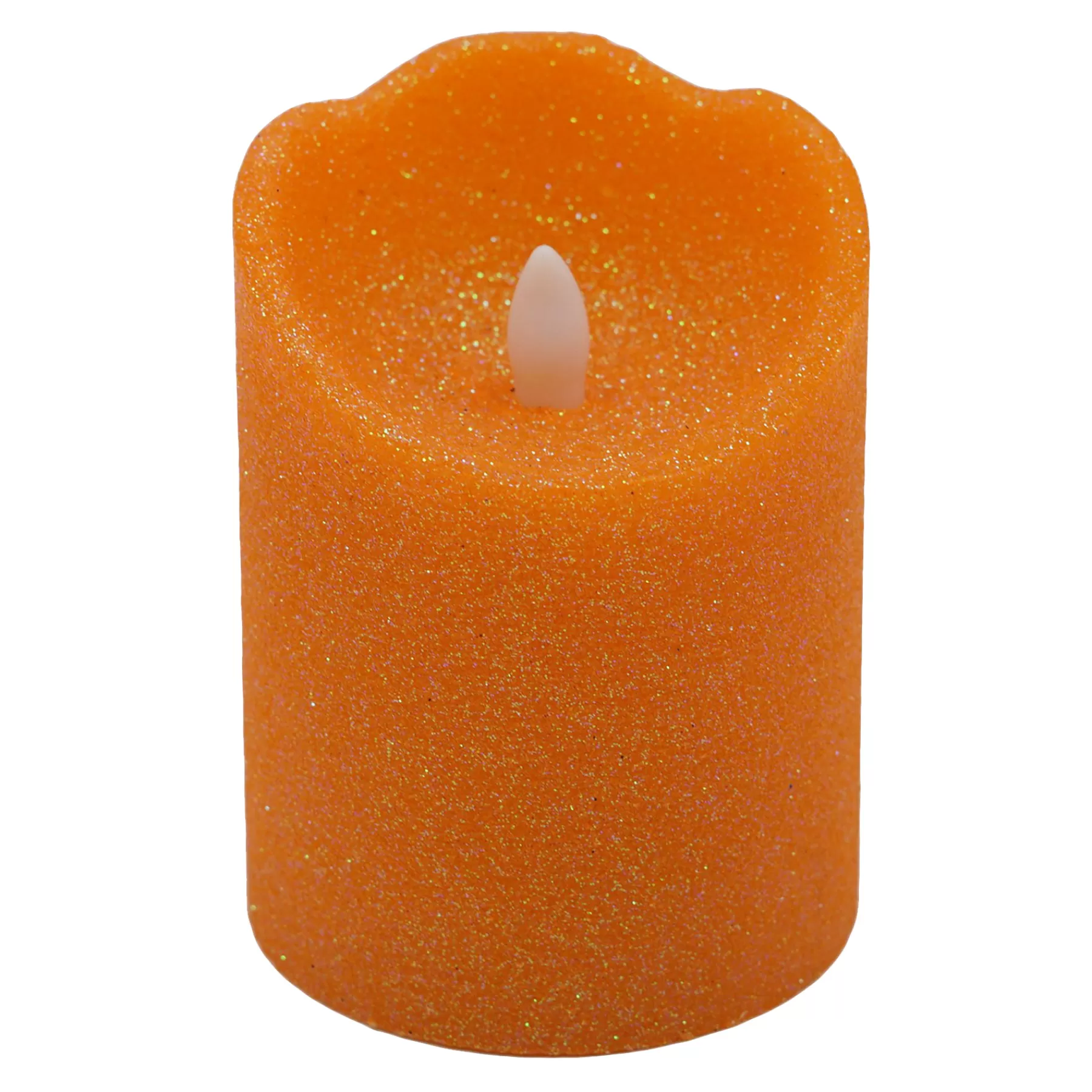 * Bargain Sale Orange Glittered Led Halloween Candle, 4