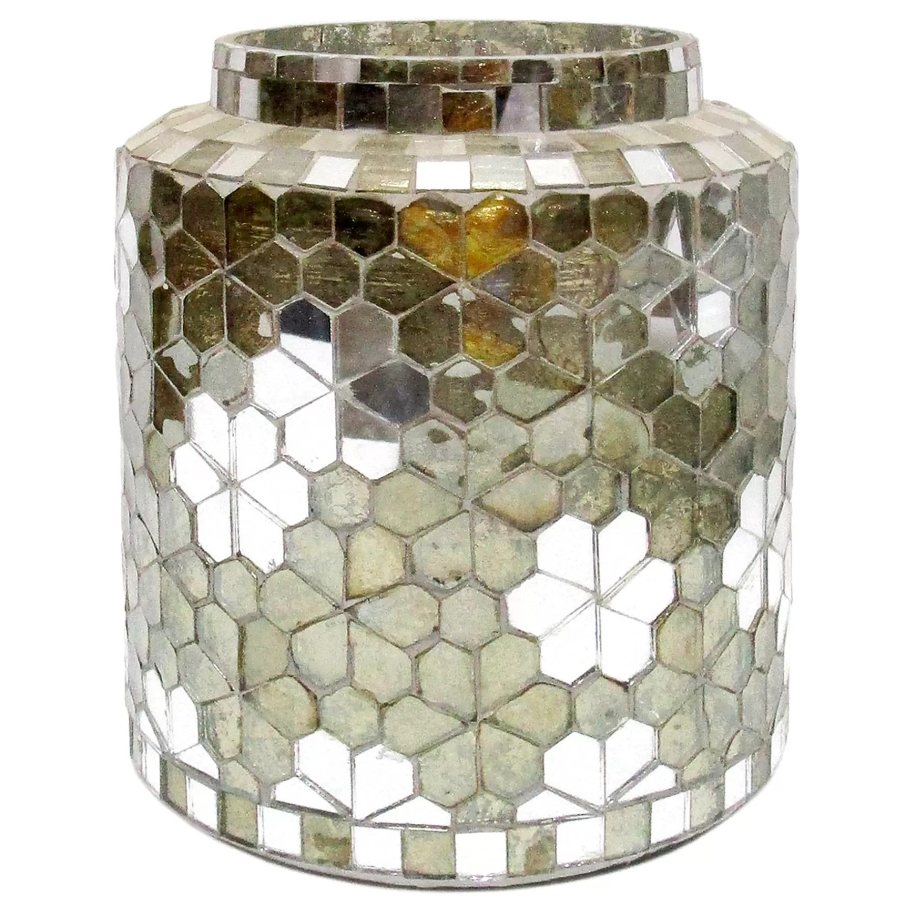 * Bargain Sale Silver Mosaic Glass Vase, 6.5