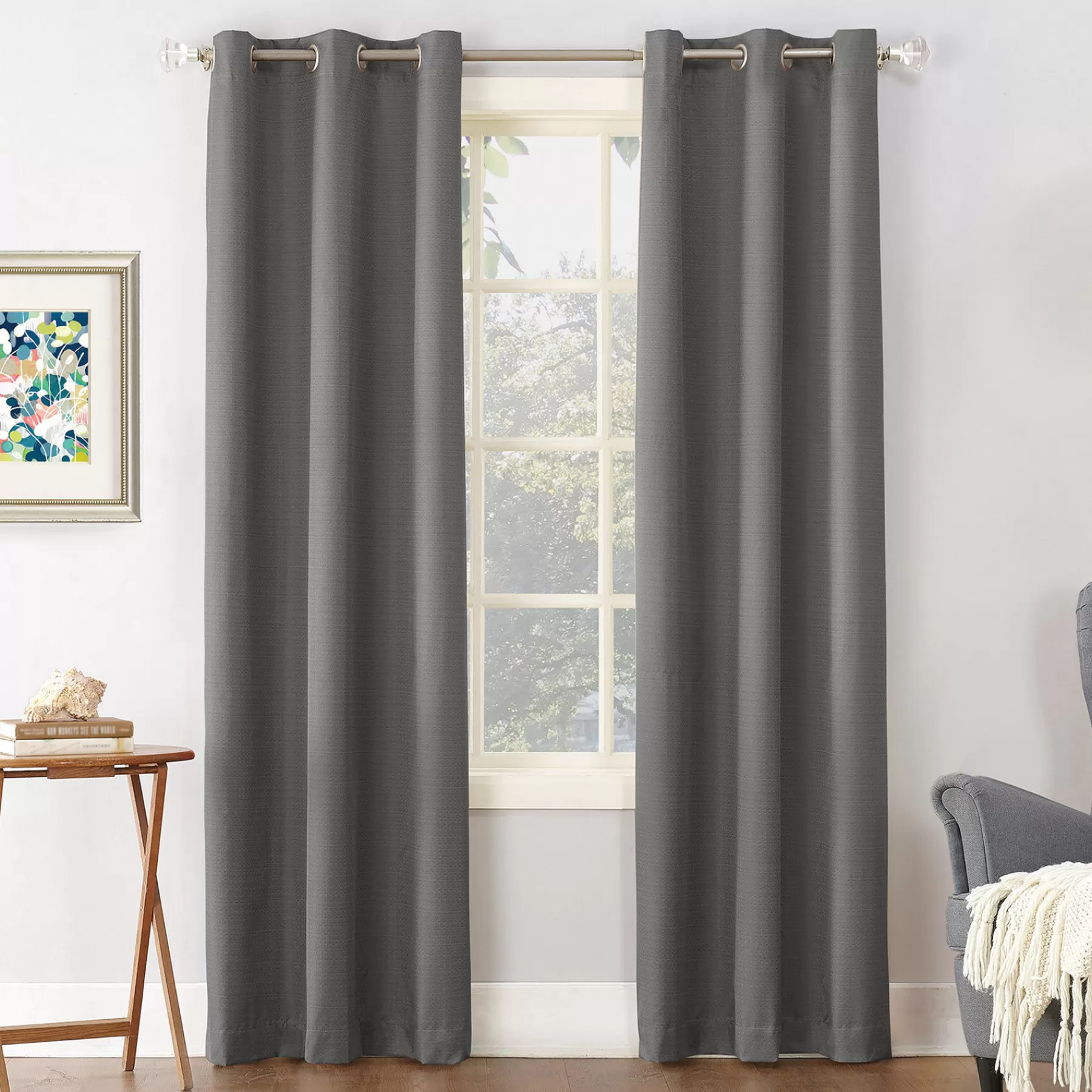 * Bargain Sale Tremont Charcoal Grey Thermal Room Darkening Grommet Curtain Panel, 63