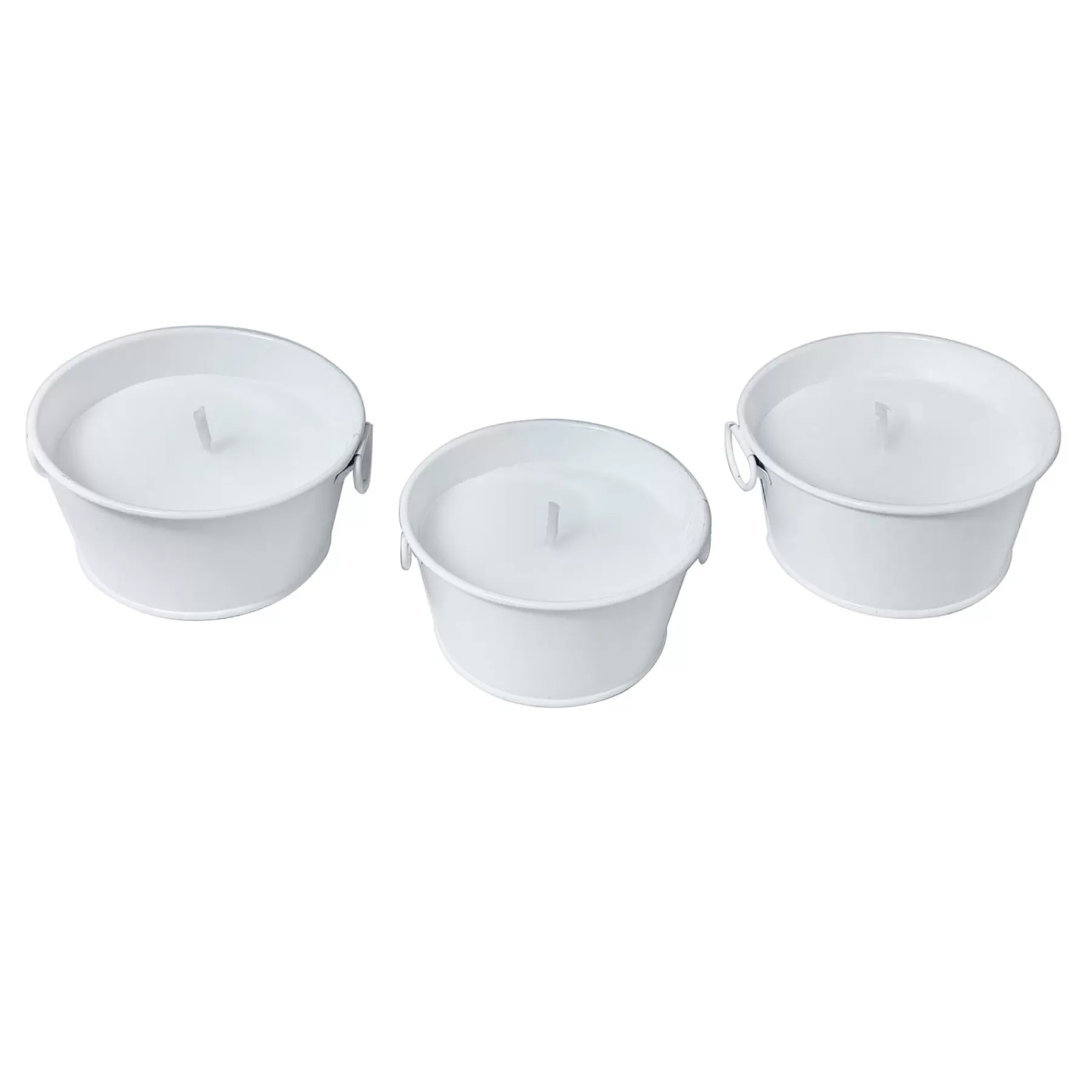 * Best Sellers 3-Pack White Metal Bucket Citronella Candles, 3.5Oz