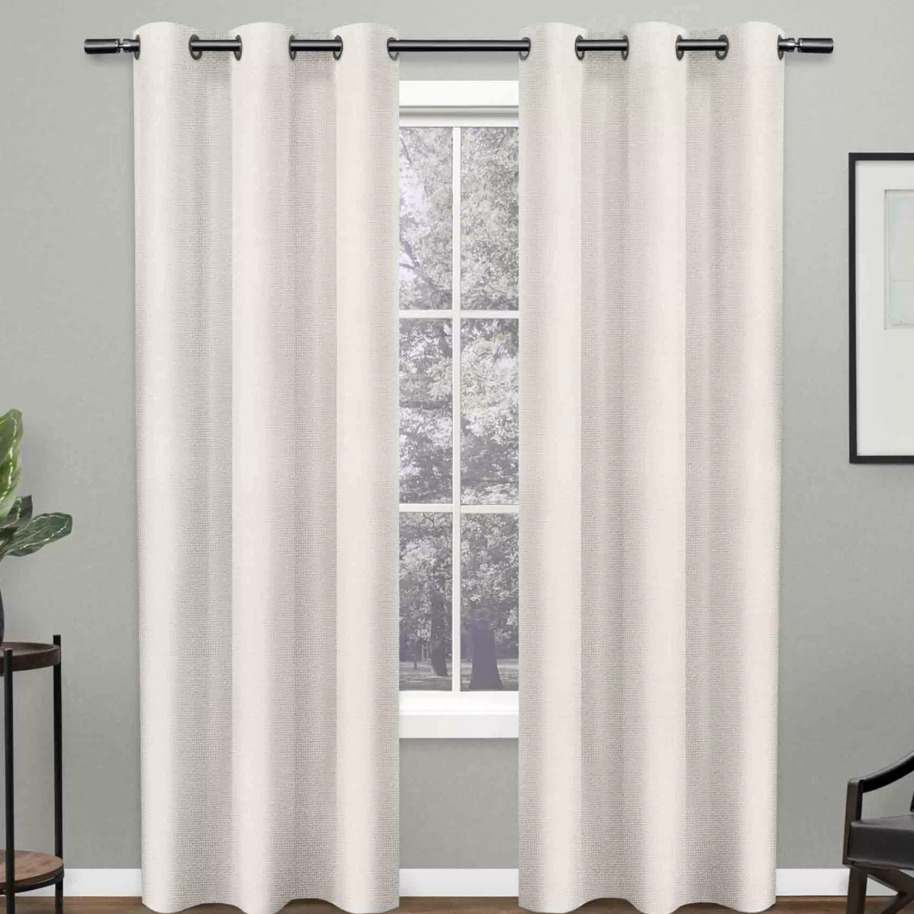 * Best Sellers Basketweave White Light Filtering Grommet Curtain Panel, 84