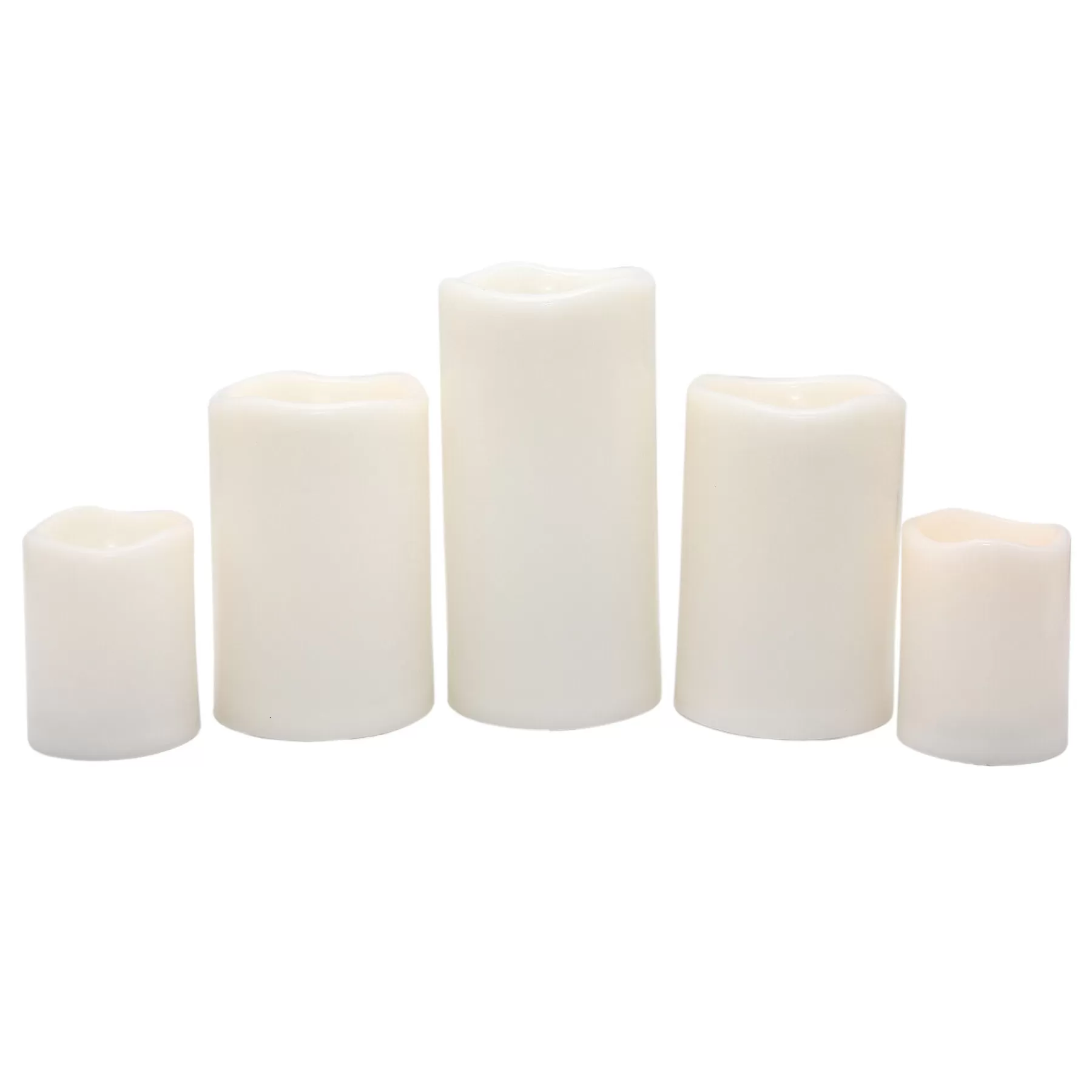 * Best Sellers Set Of 5 3X4 4X6 4X8 Led Plastic Candles Ivory