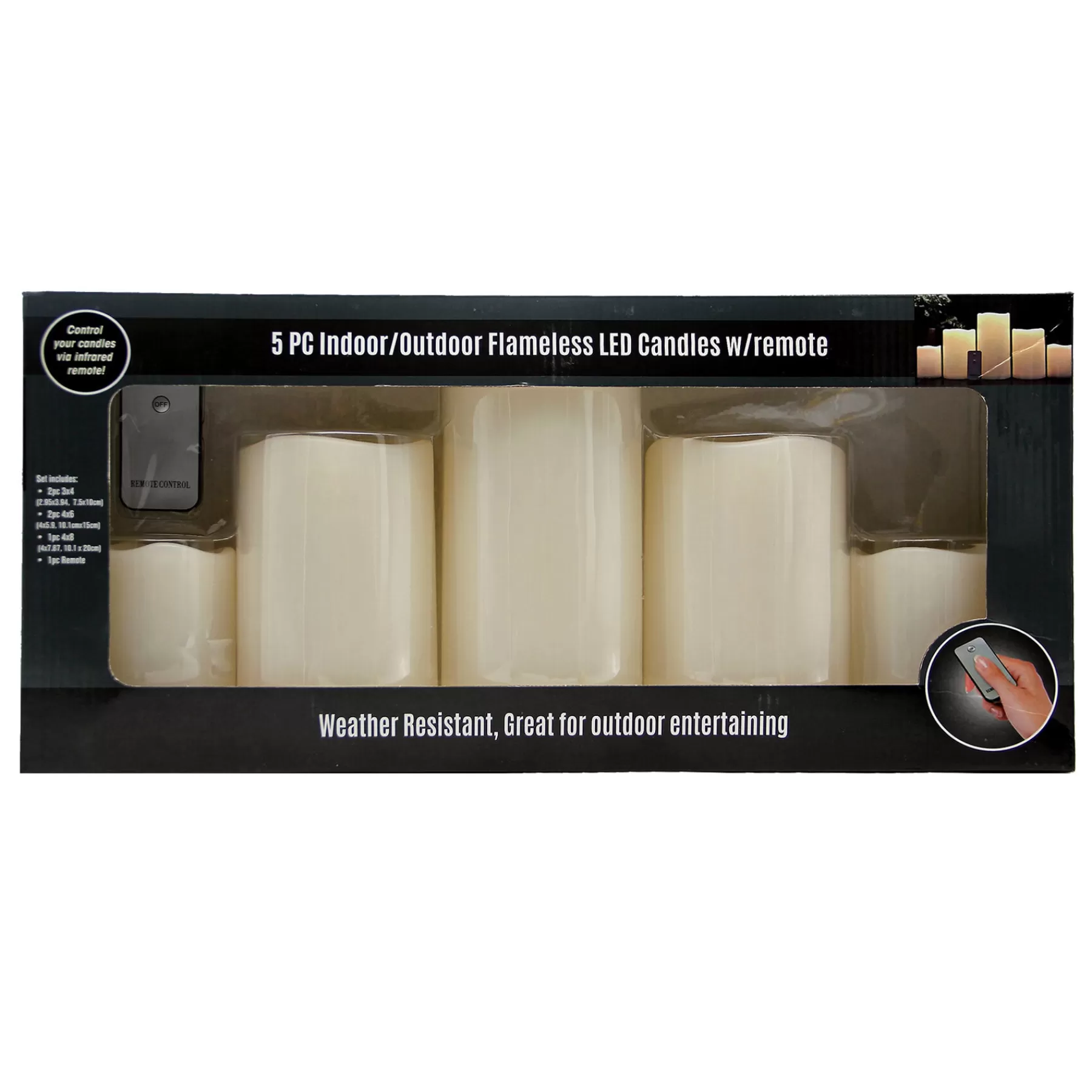 * Best Sellers Set Of 5 3X4 4X6 4X8 Led Plastic Candles Ivory