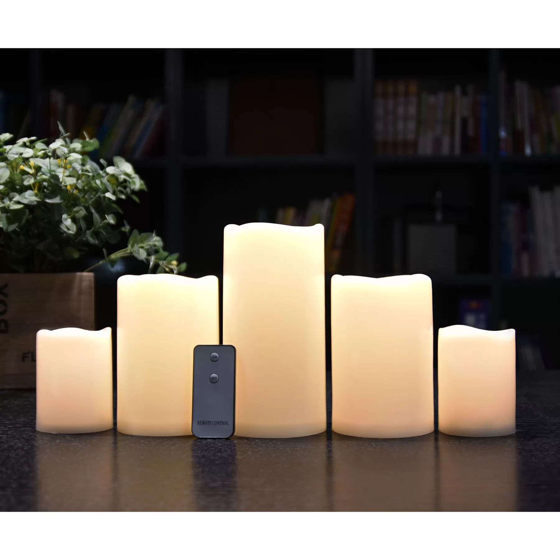 * Best Sellers Set Of 5 3X4 4X6 4X8 Led Plastic Candles Ivory