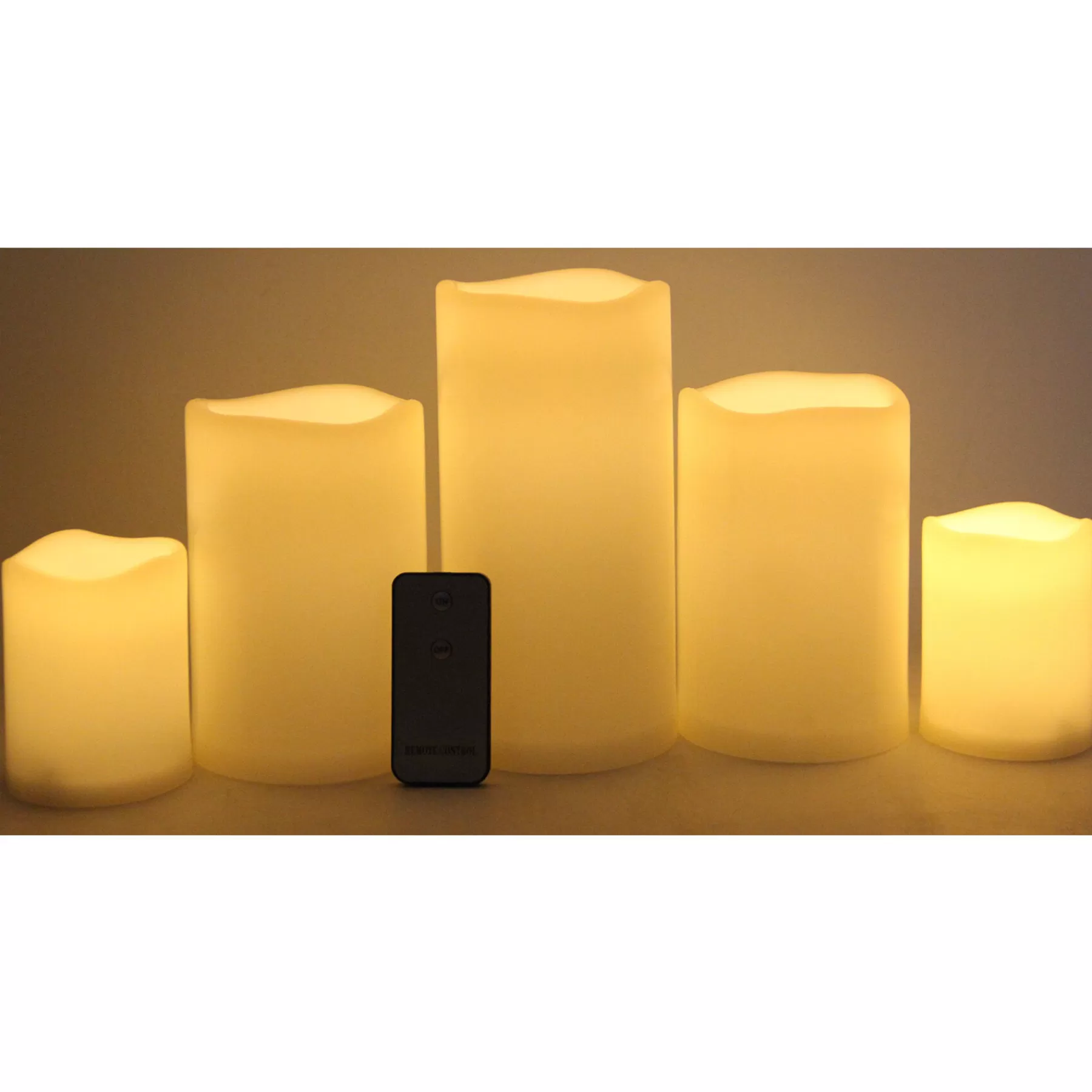 * Best Sellers Set Of 5 3X4 4X6 4X8 Led Plastic Candles Ivory