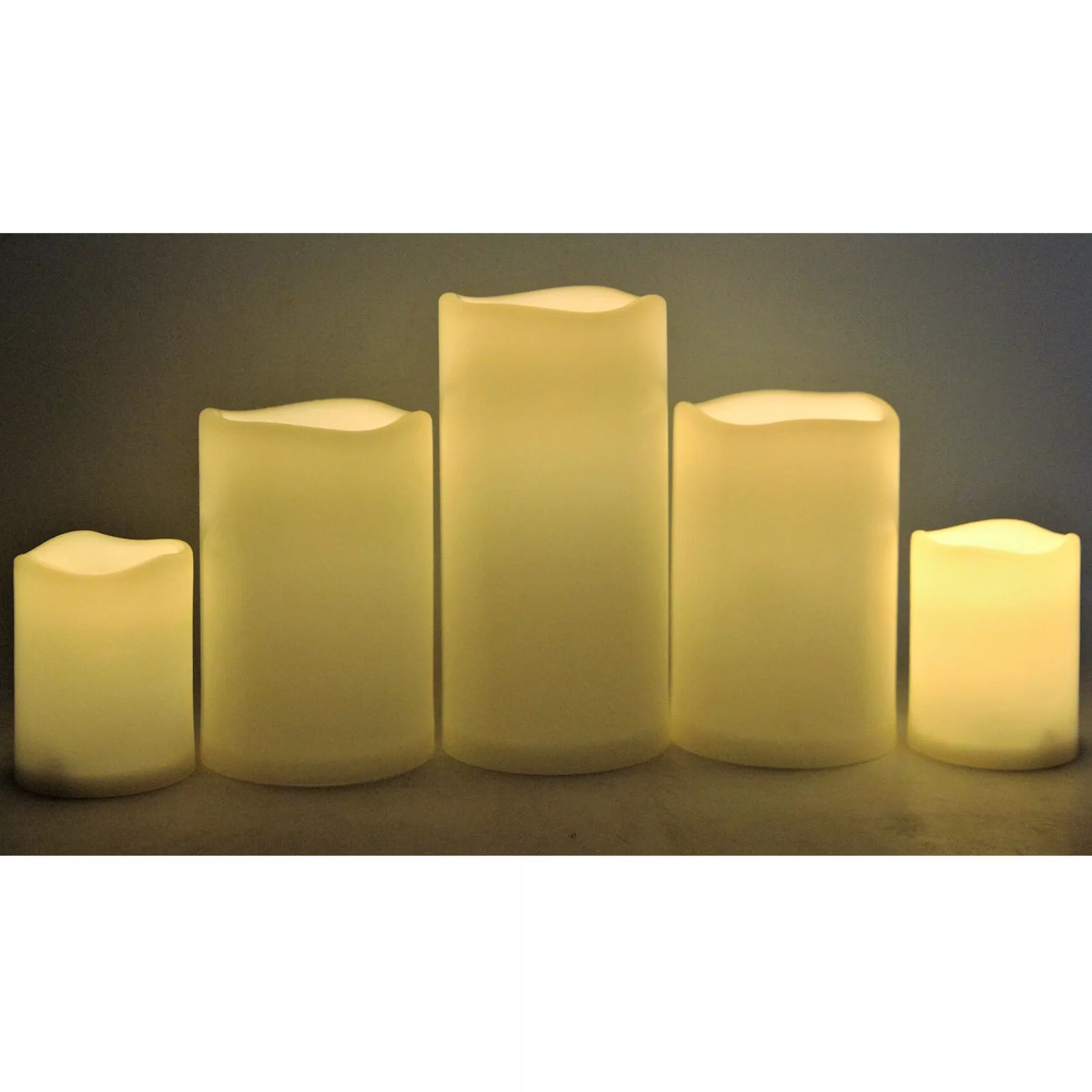 * Best Sellers Set Of 5 3X4 4X6 4X8 Led Plastic Candles Ivory
