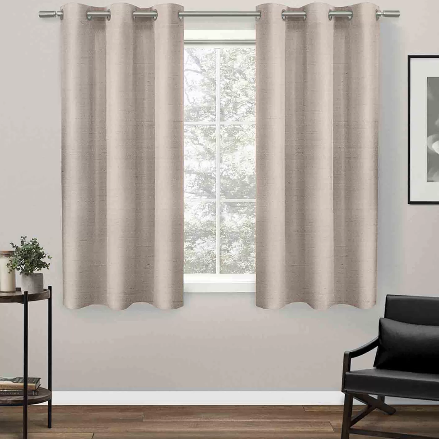 * Cheap Online Blush Raw Silk Light Filtering Grommet Curtain Panel, 63