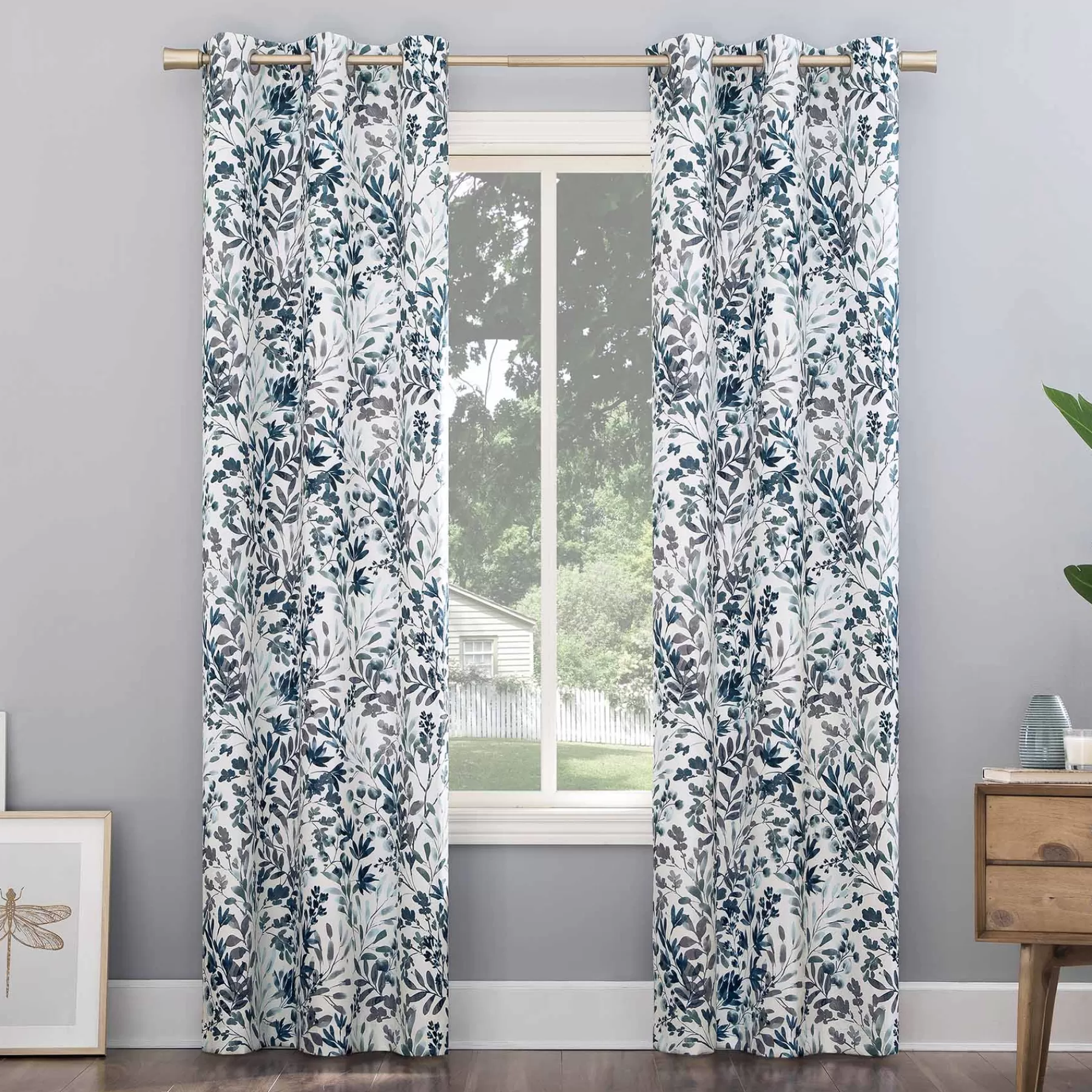 * Cheap Online Joanna Blue Thermal Lined Blackout Grommet Curtain Panel, 84