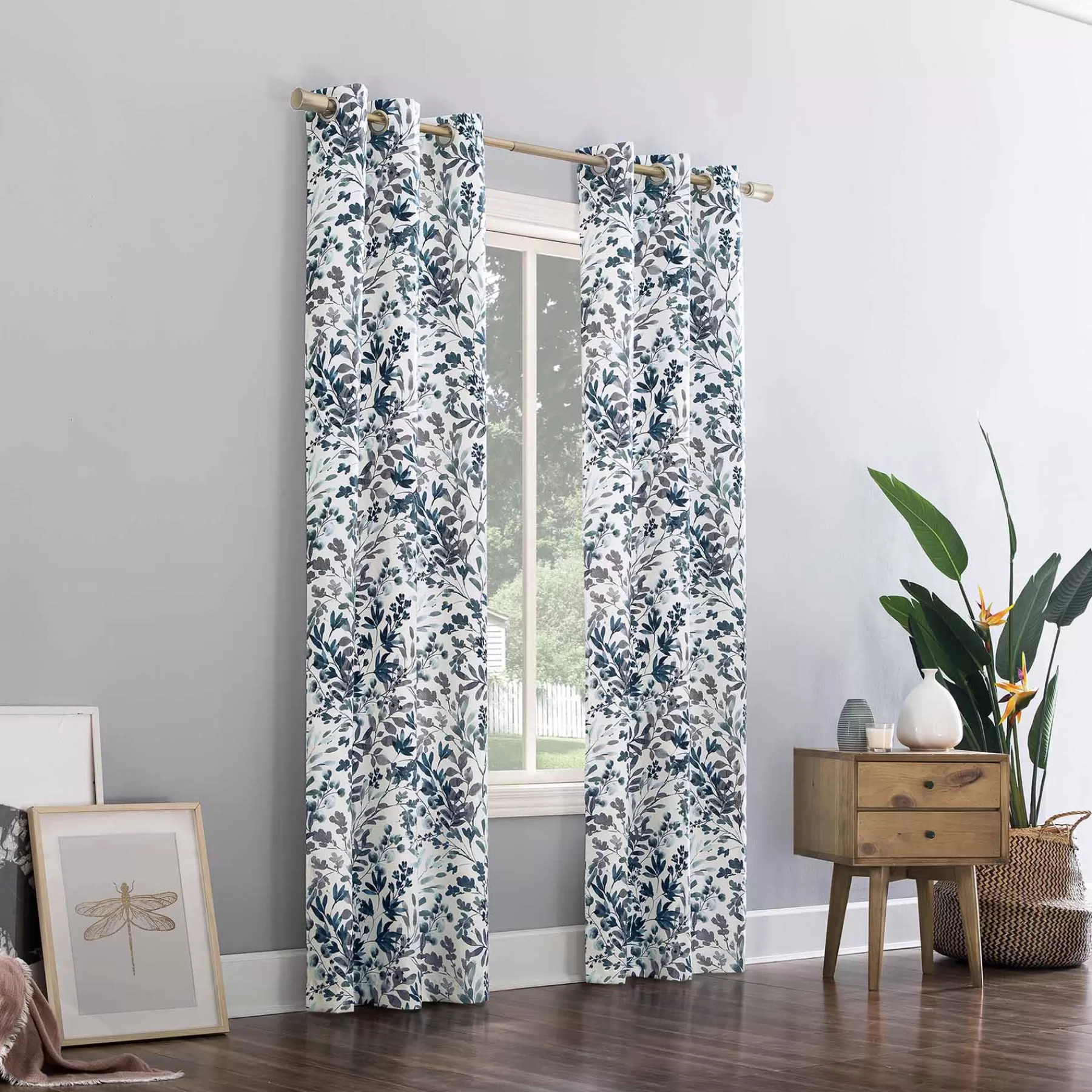 * Cheap Online Joanna Blue Thermal Lined Blackout Grommet Curtain Panel, 84