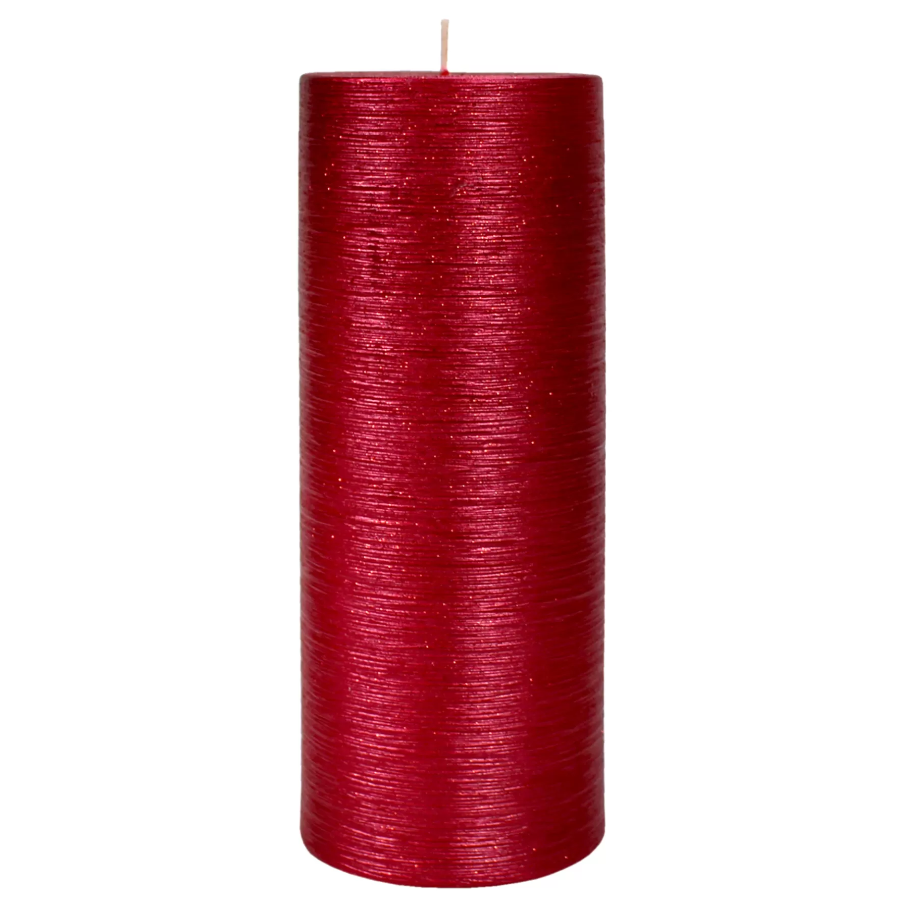 * Cheap Online Red Glittered Unscented Pillar Candle, 8