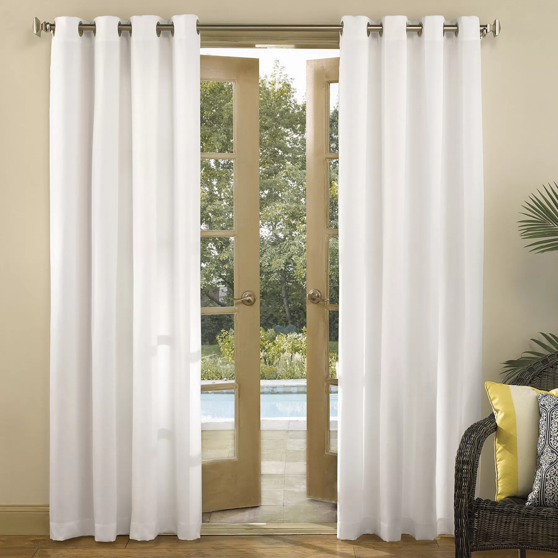 * Clearance Sale Darian White Outdoor Light Filtering Curtain Panel, 84