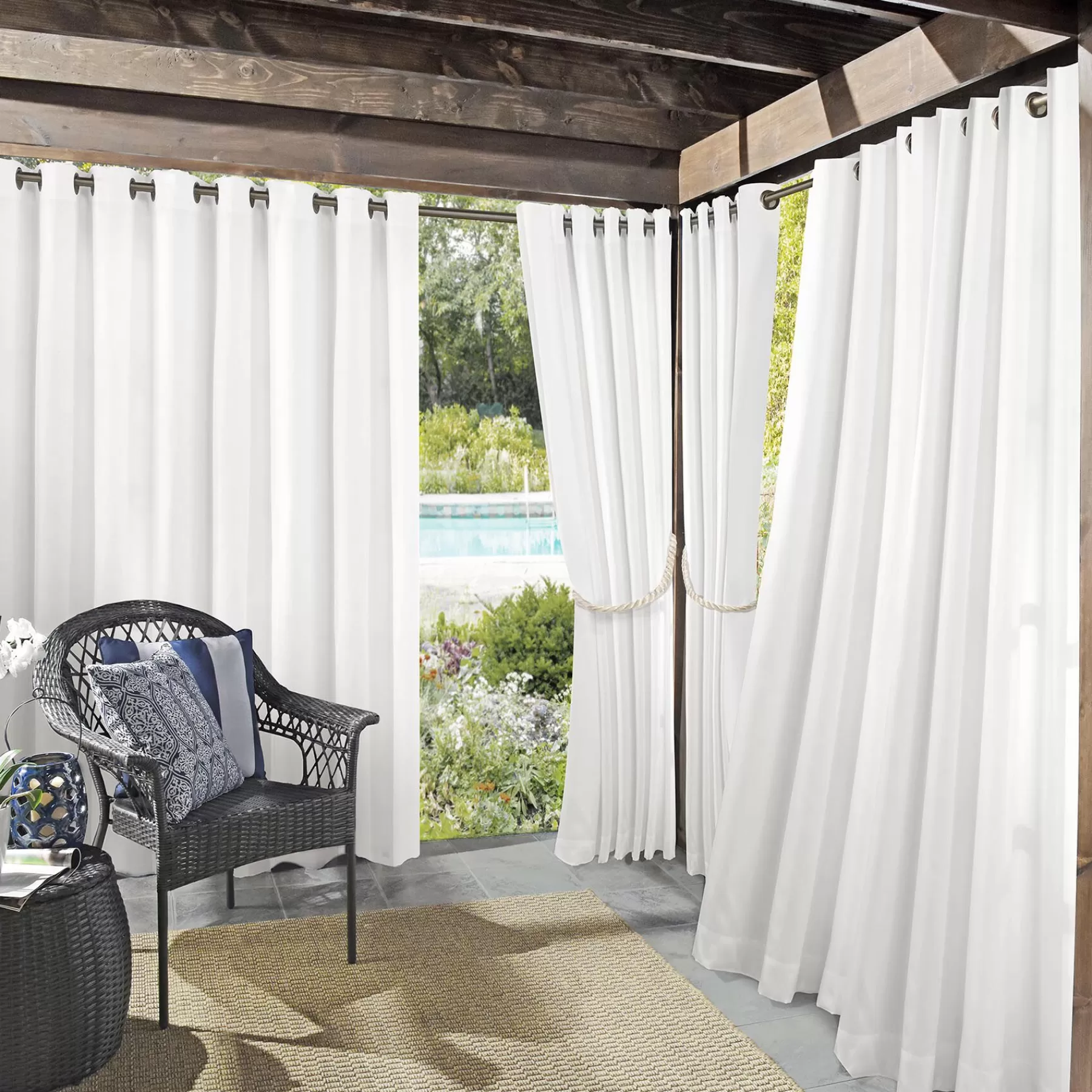 * Clearance Sale Darian White Outdoor Light Filtering Curtain Panel, 84