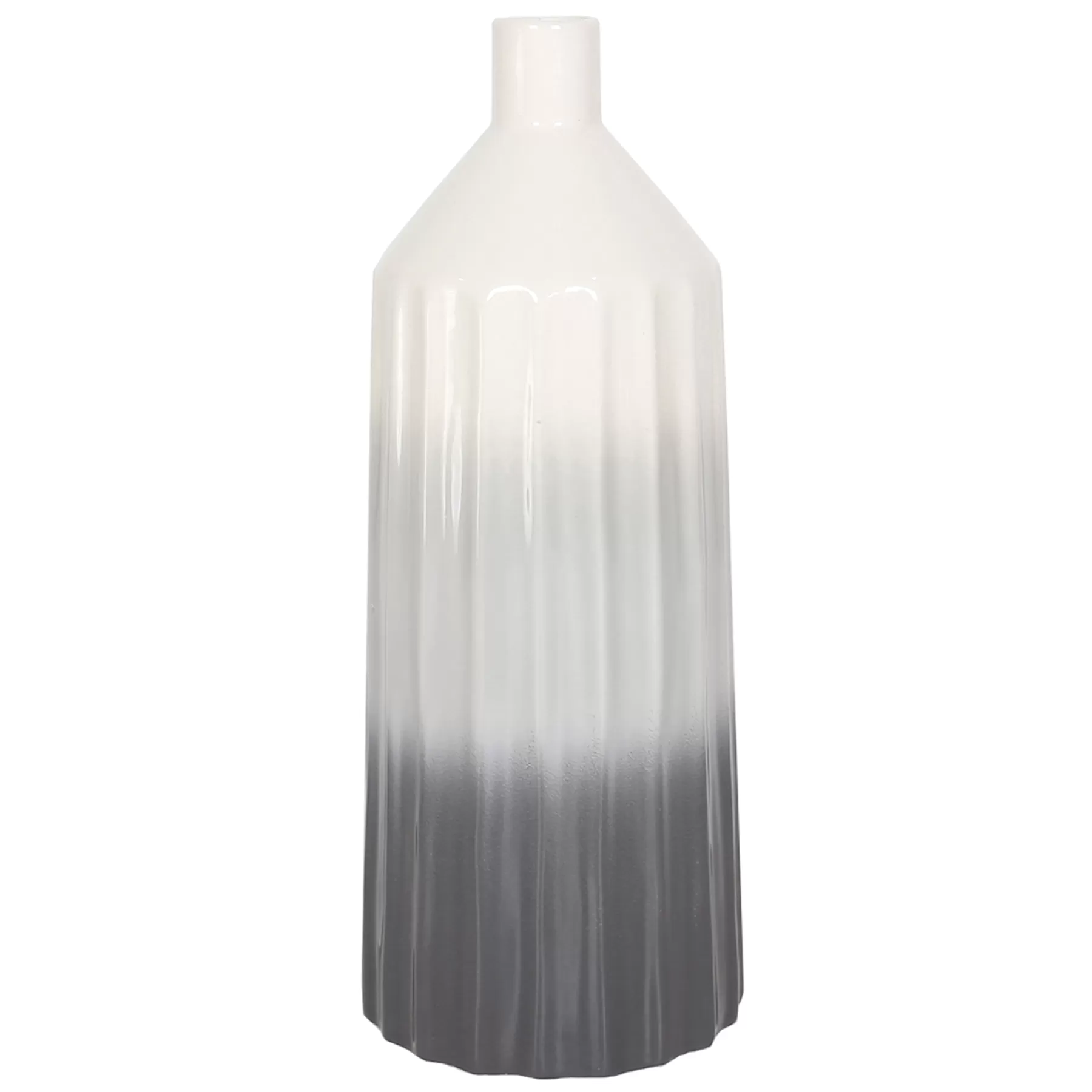 * Clearance Sale Laila Ali Grey Ombre Ribbed Ceramic Vase, 13.5