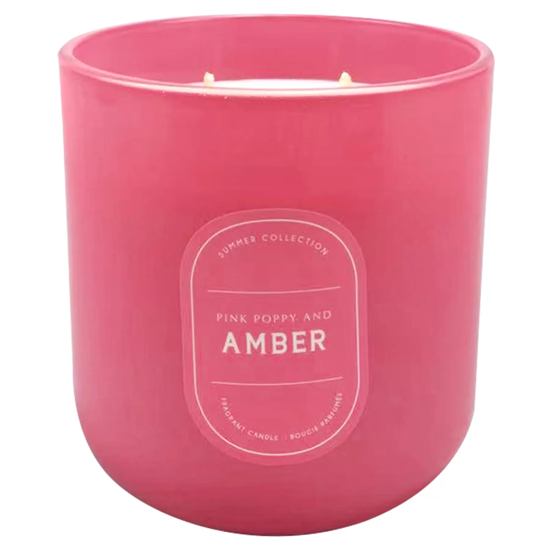 * Clearance Sale Pink Poppy & Amber Scented Glass Candle, 12.5Oz