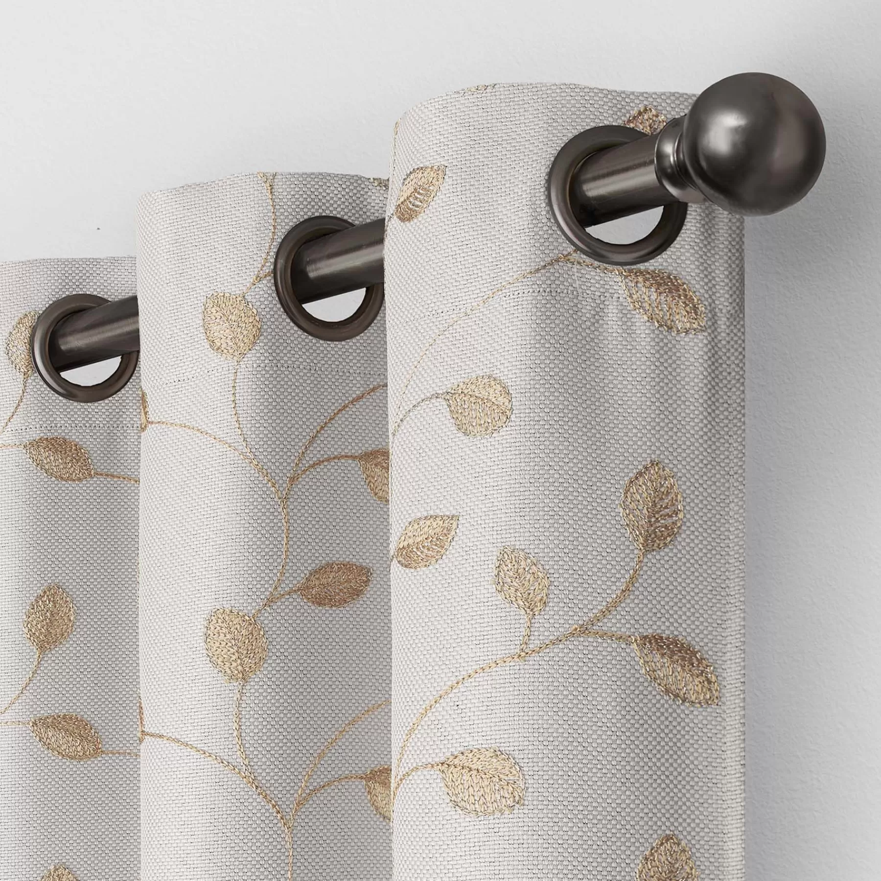 * Clearance Sale Rockwell Light Tan Embroidered Blackout Grommet Curtain Panel, 84