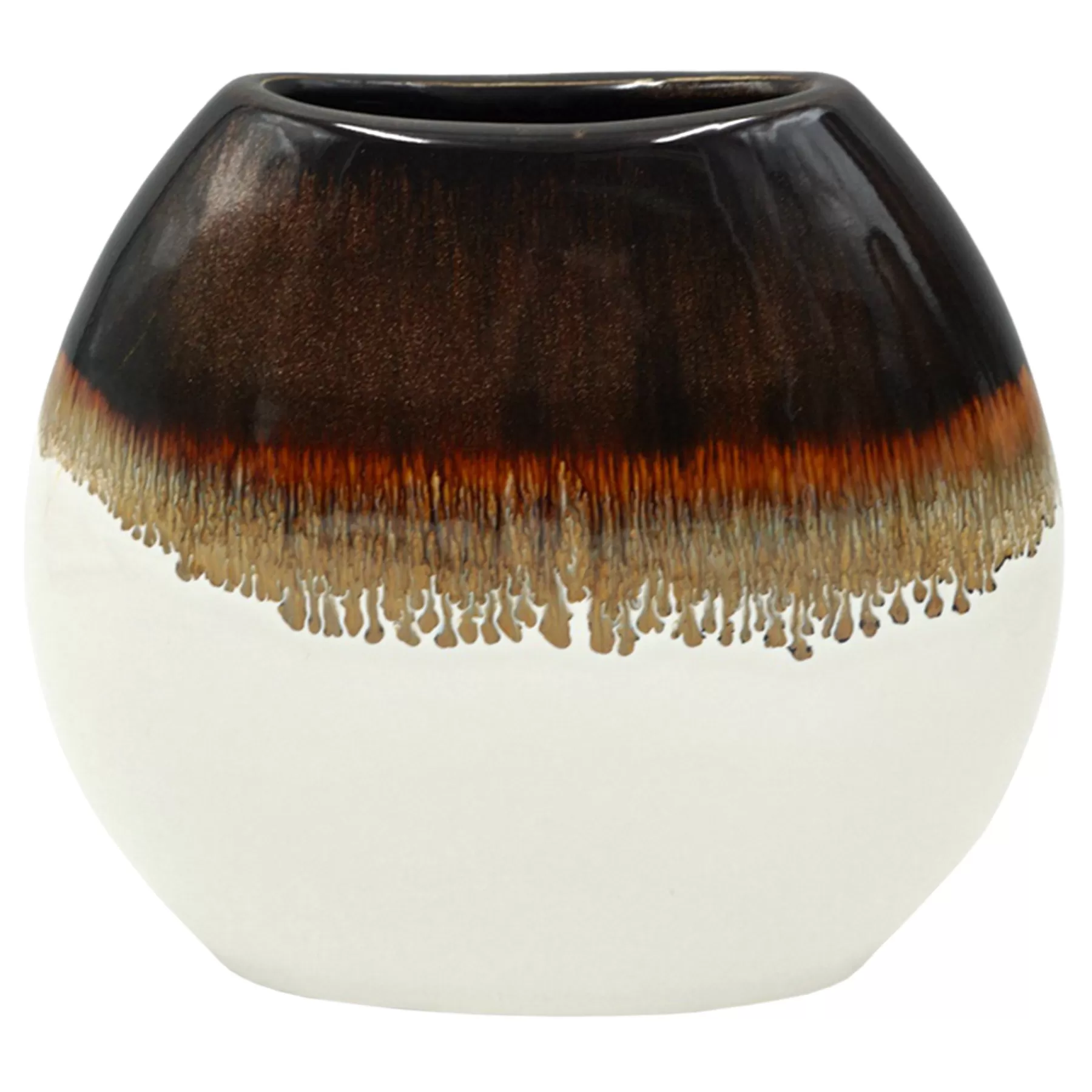 * Clearance Sale White & Brown Reactive Ceramic Vase, 7