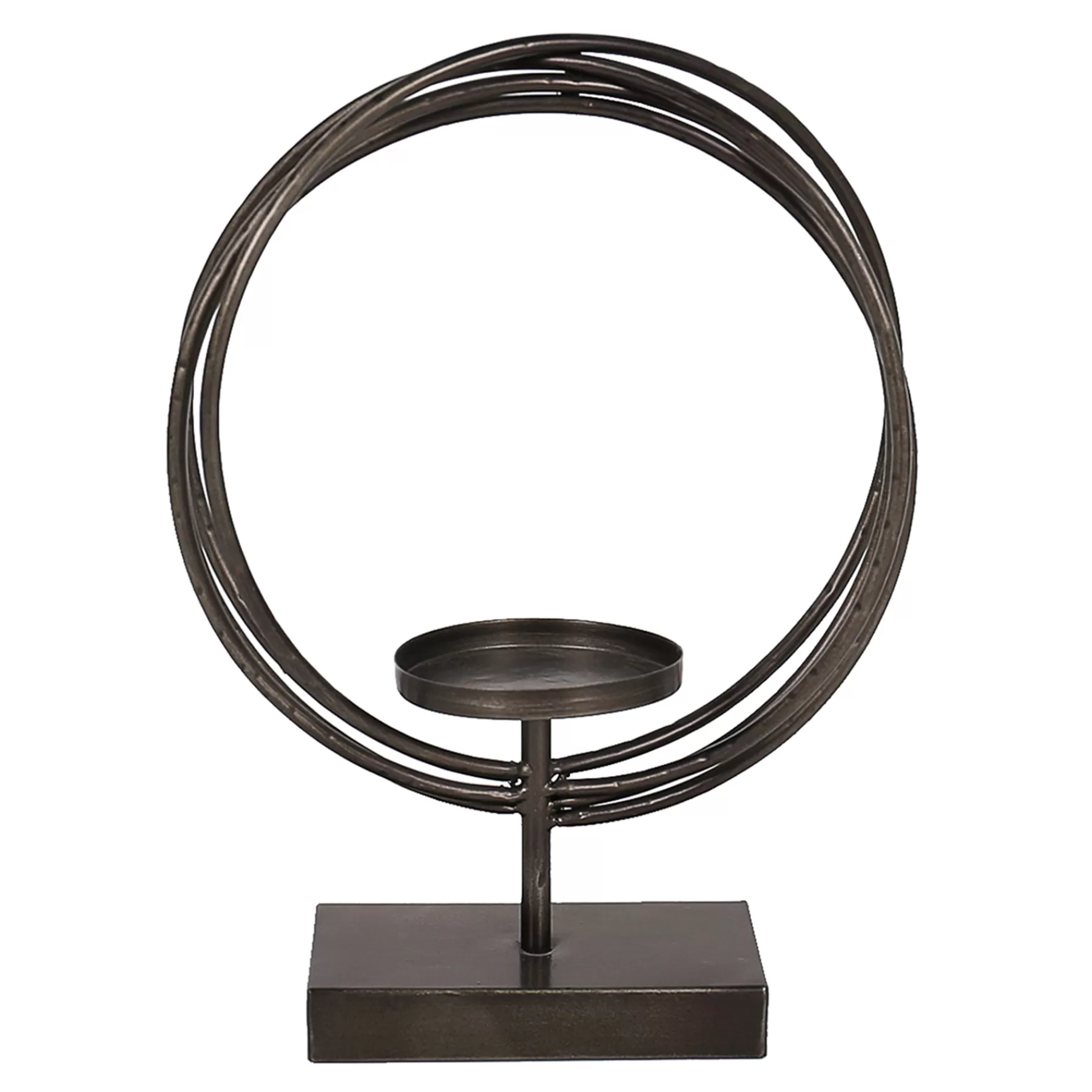 * Closeout Sale Brown Circle Pillar Candle Holder, 13