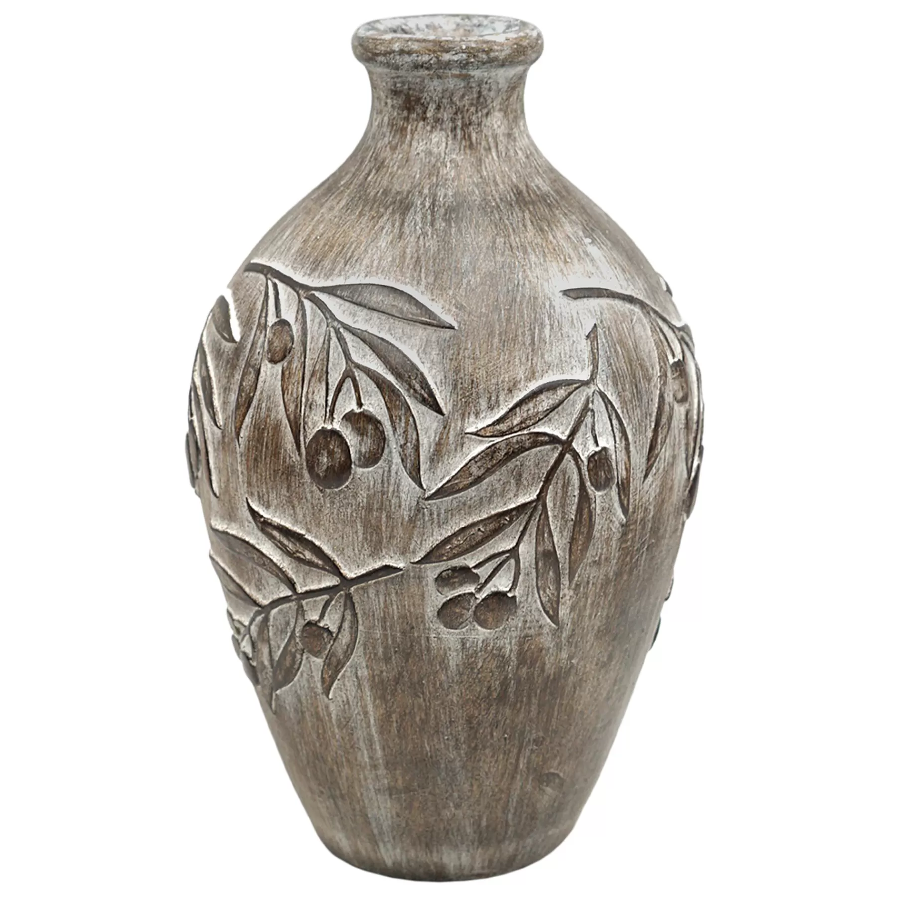 * Closeout Sale Carved Brown Leaf Vase, 11