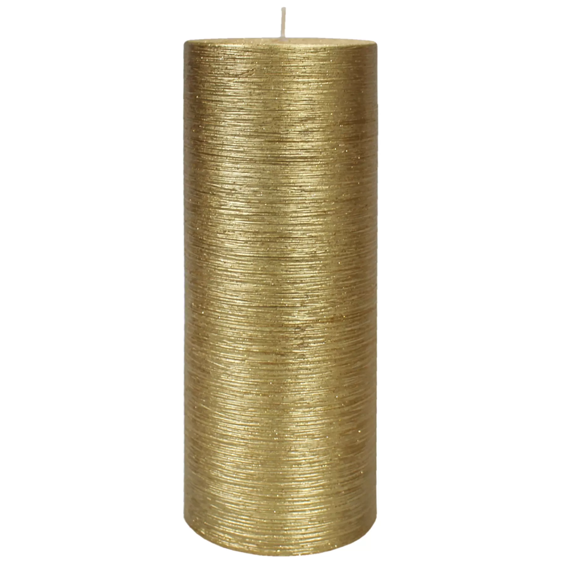 * Closeout Sale Gold Glittered Unscented Pillar Candle, 8