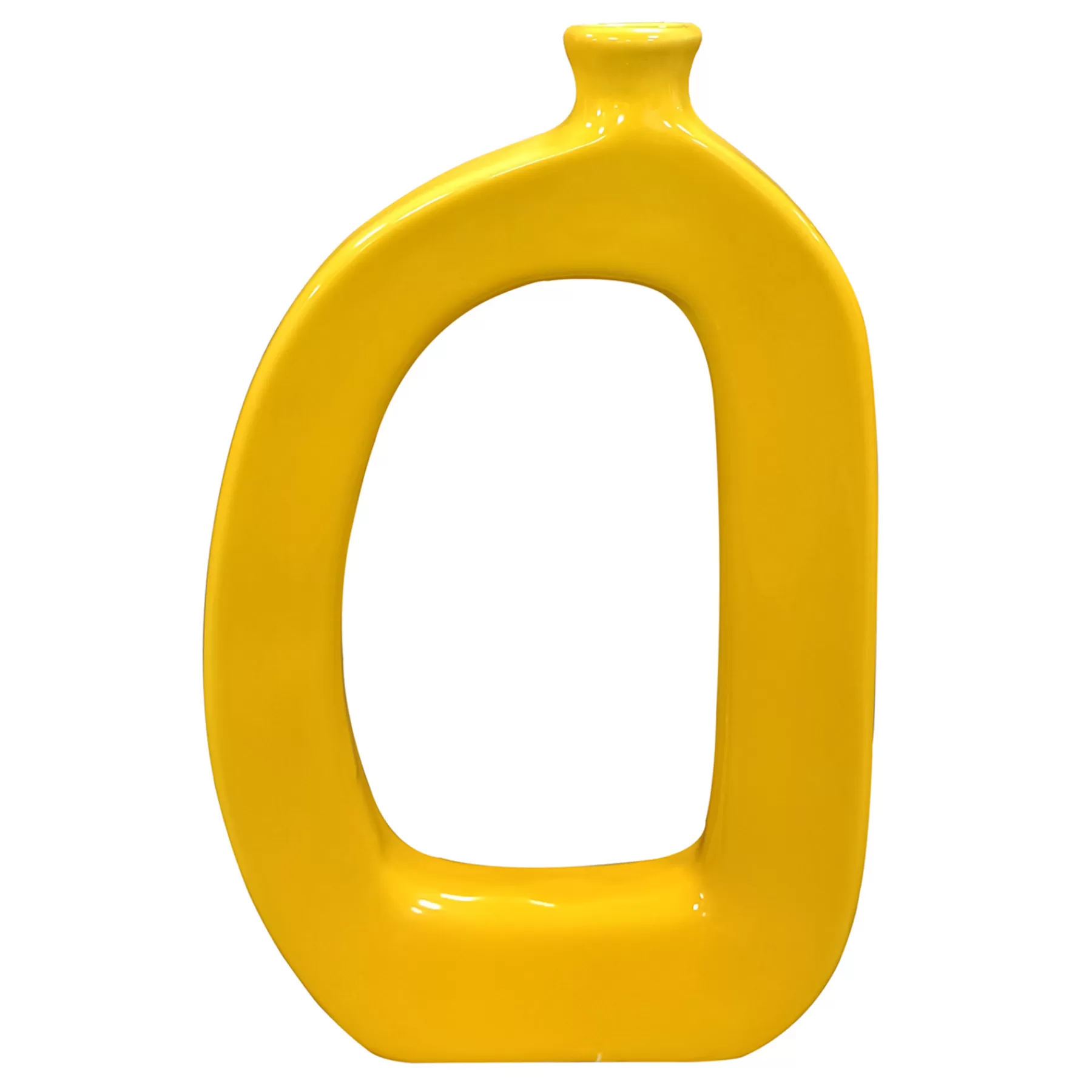 * Closeout Sale Riley Yellow Open Ceramic Vase, 11