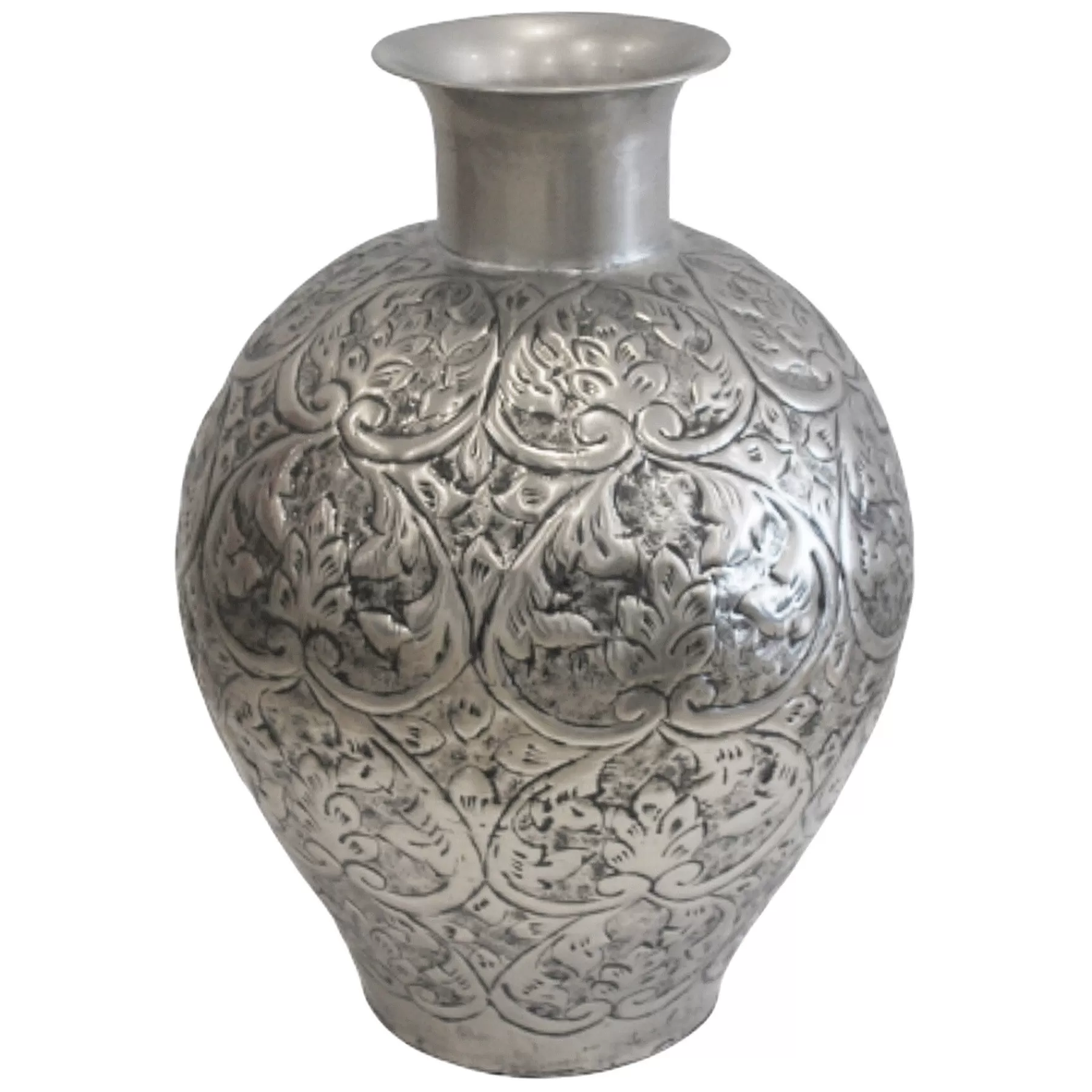 * Closeout Sale Silver Metal Floral Vase, 20