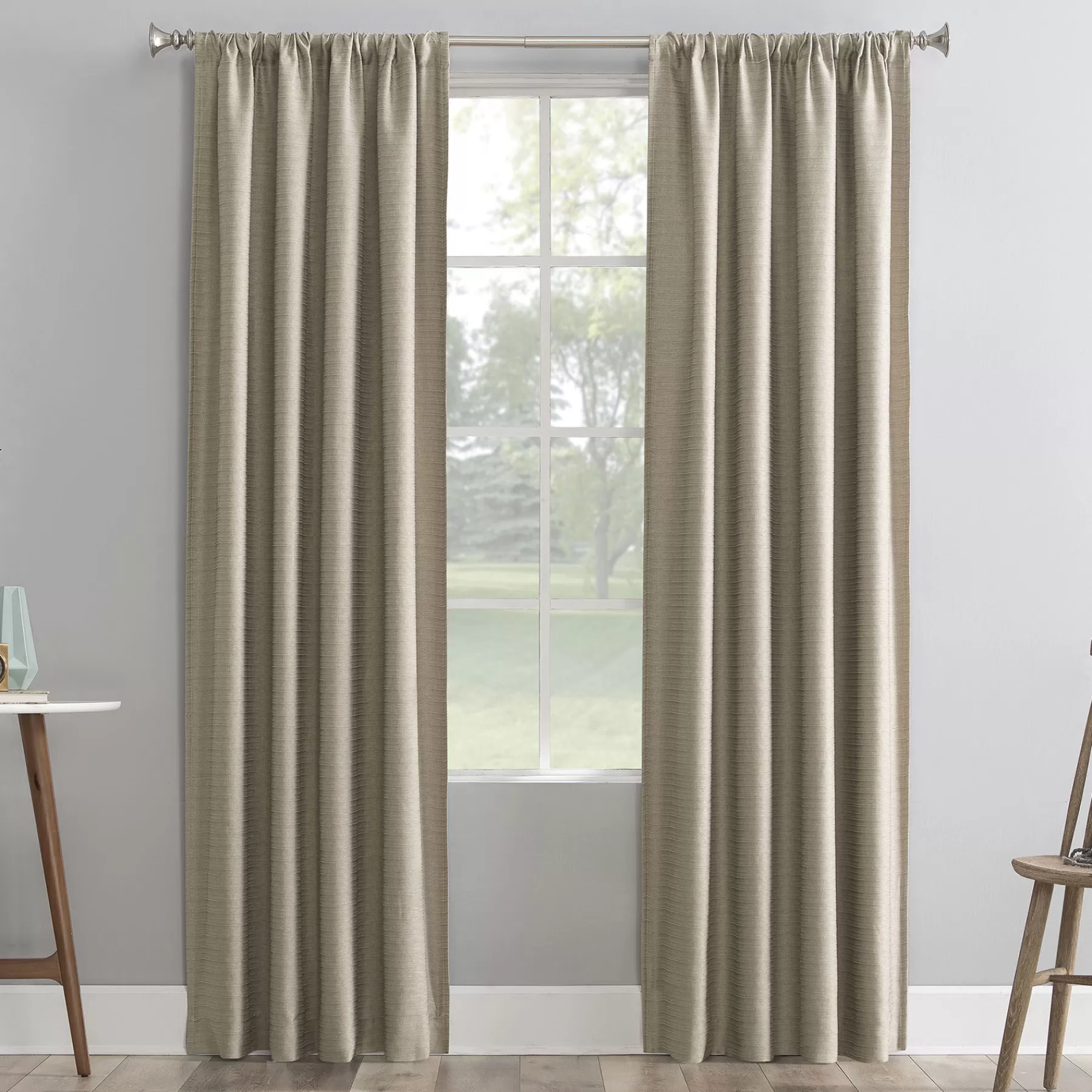 * Closeout Sale Sun Zero Soraya Dune Thermal Lined Rod Pocket Blackout Curtain Panel, 84