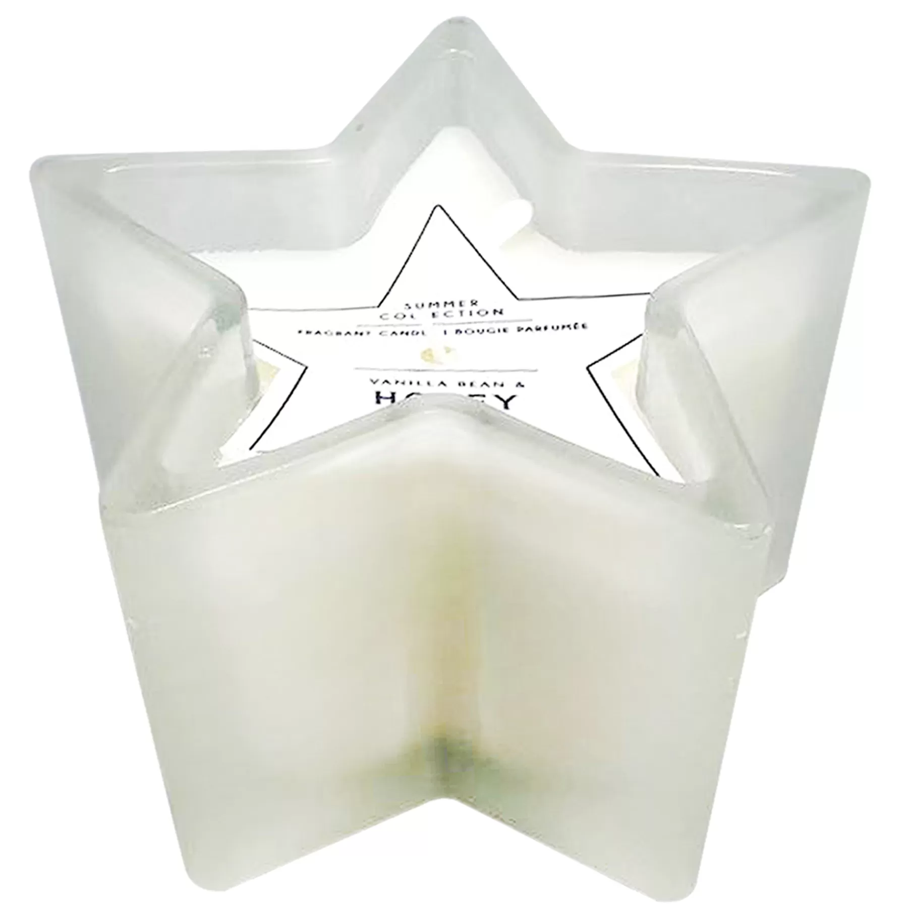 * Discount Sale Honey & Vanilla Bean Scented White Star Glass Candle, 4Oz