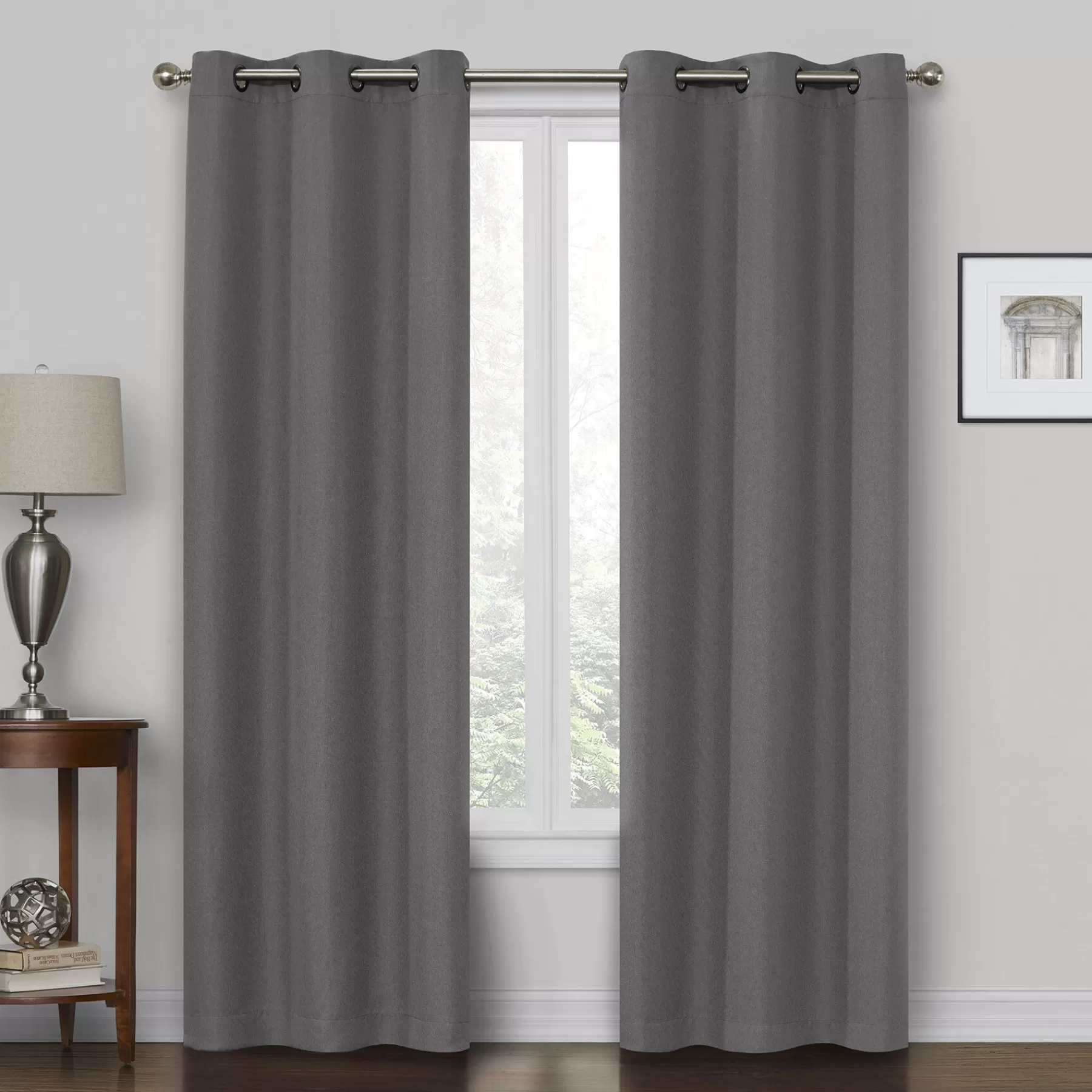 * Discount Sale Rockwell Grey Blackout Grommet Curtain Panel, 63