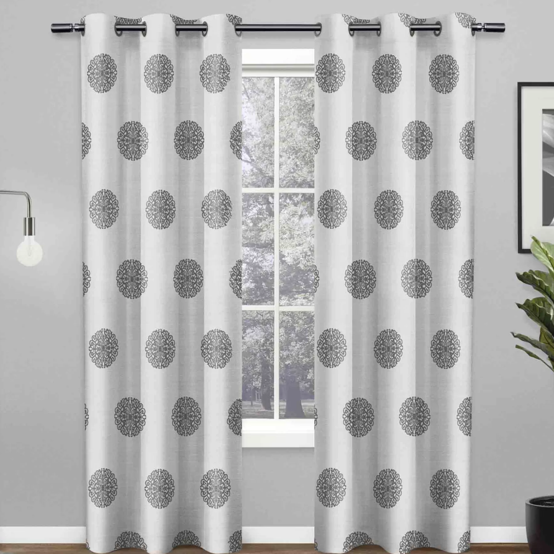 * Discount Sale Sedgewick Black Pearl Light Filtering Grommet Curtain Panel, 84