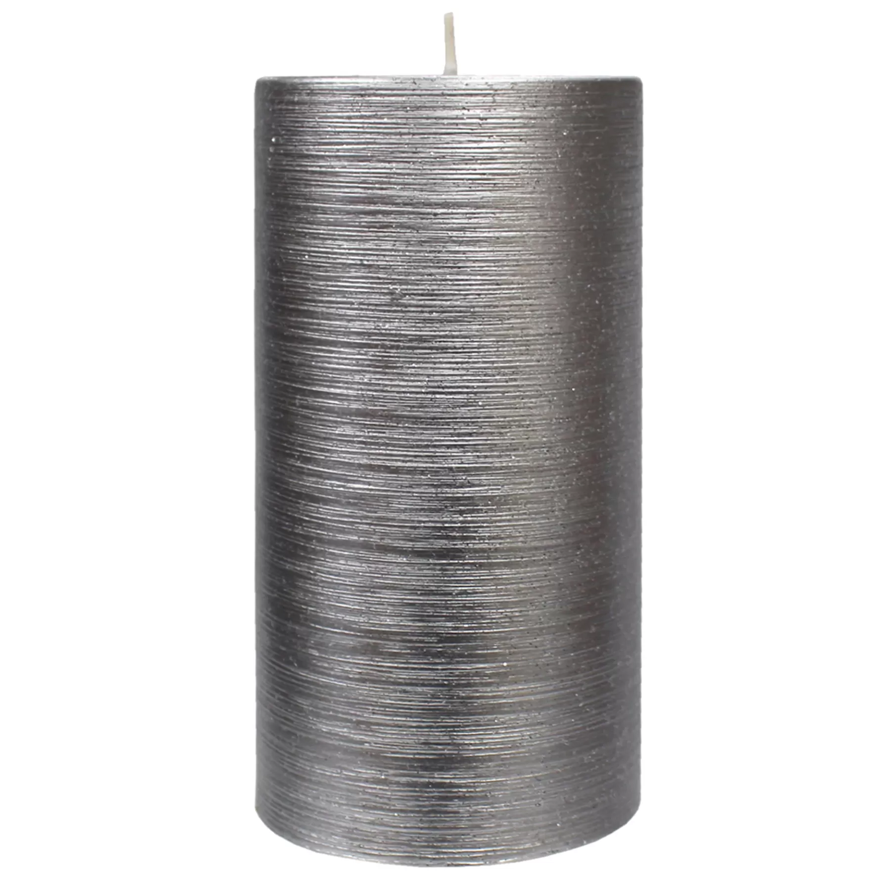 * Discount Sale Silver Glittered Unscented Pillar Candle, 6