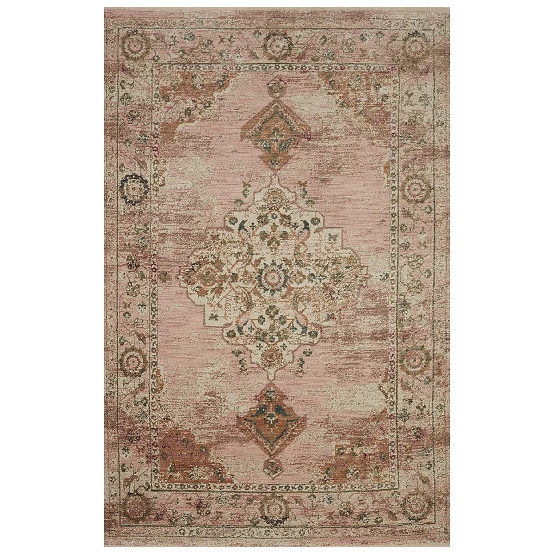 * Exclusive (A465) Pink Jeweled Medallion Area Rug, 8 10