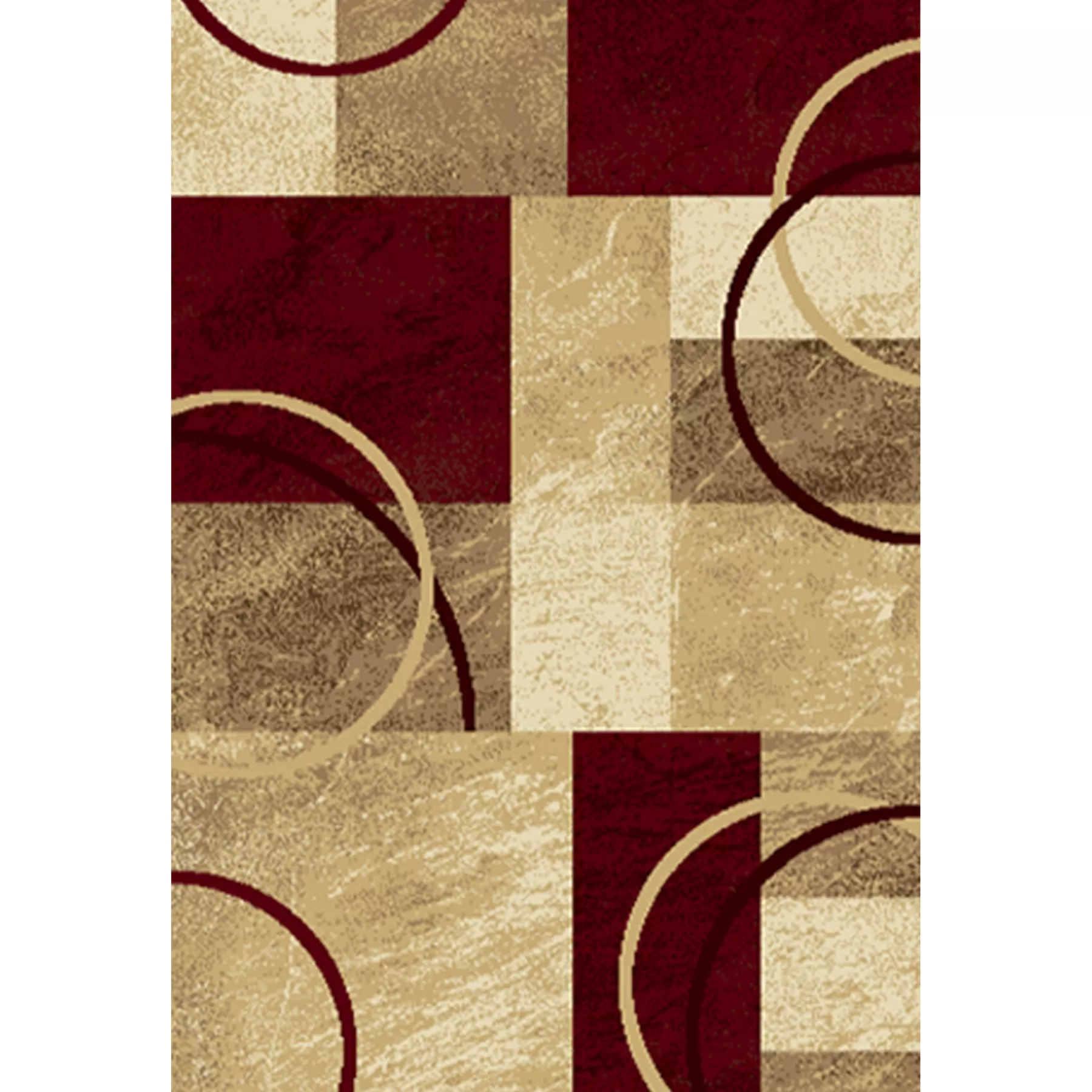 * Exclusive (B645) Superior Burgundy & Tan Geometric Accent Rug, 3 5