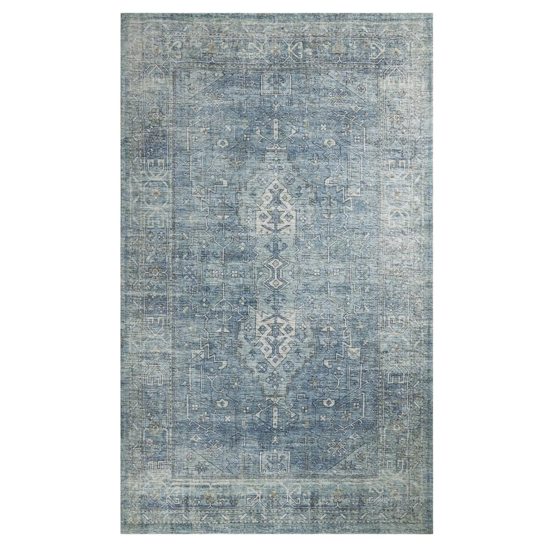 * Exclusive (B721) Alana Blue Medallion Accent Rug, 3 5