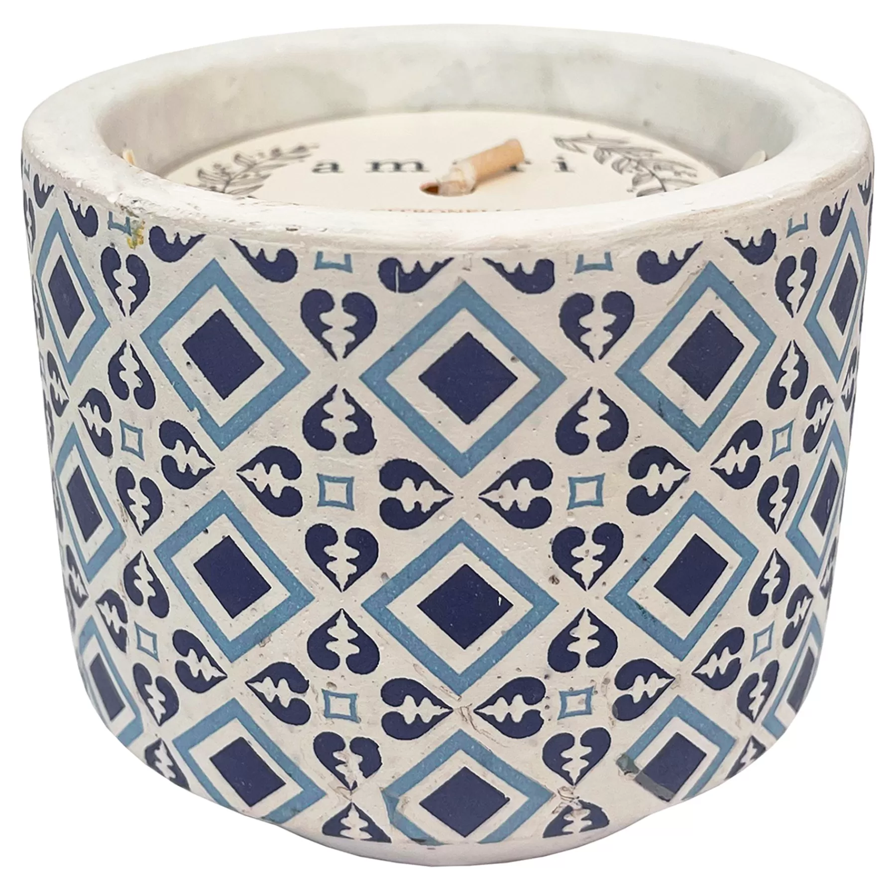 * Exclusive Blue Patterned Cement Citronella Candle