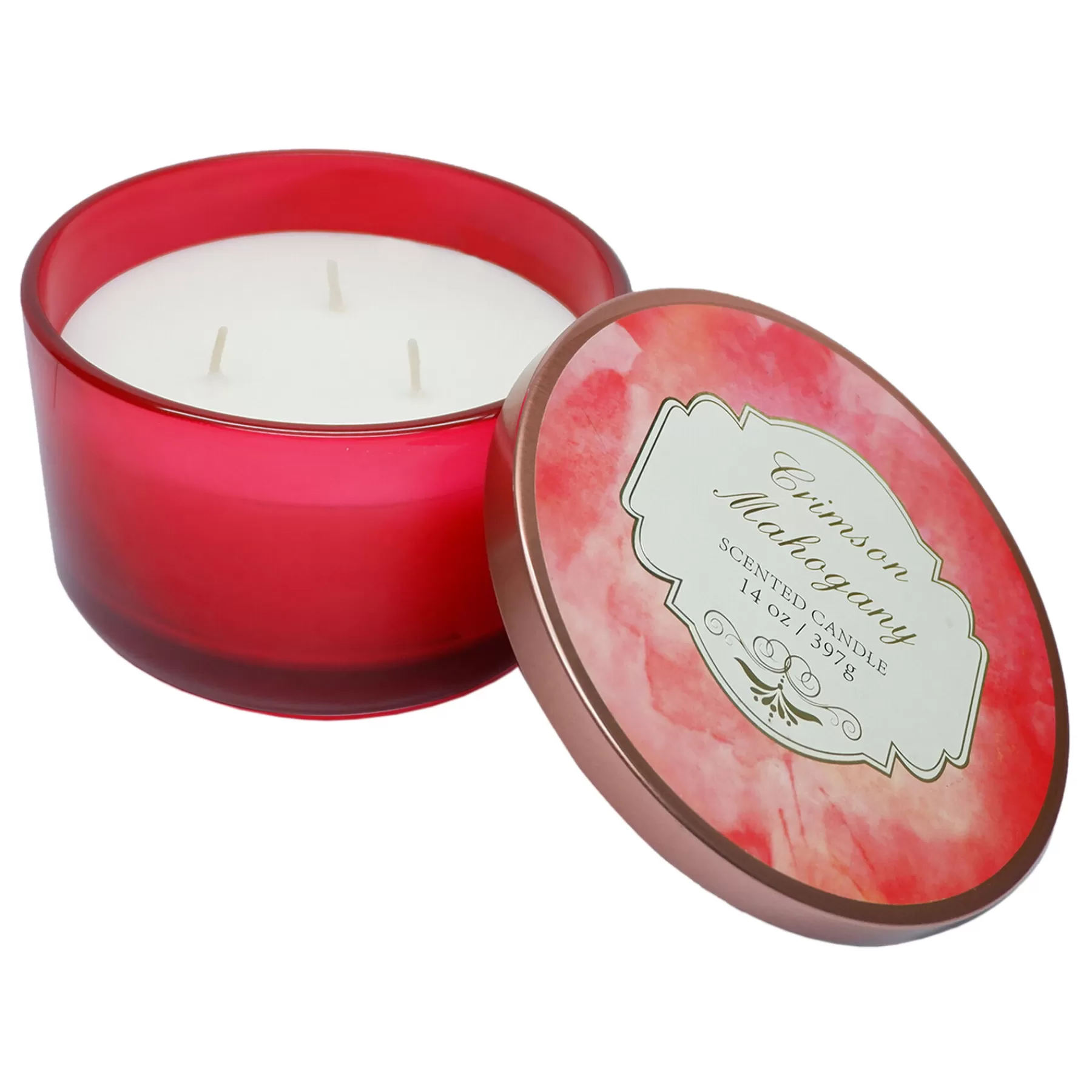 * Exclusive Crimson Mahogany Scented Jar Candle, 14Oz