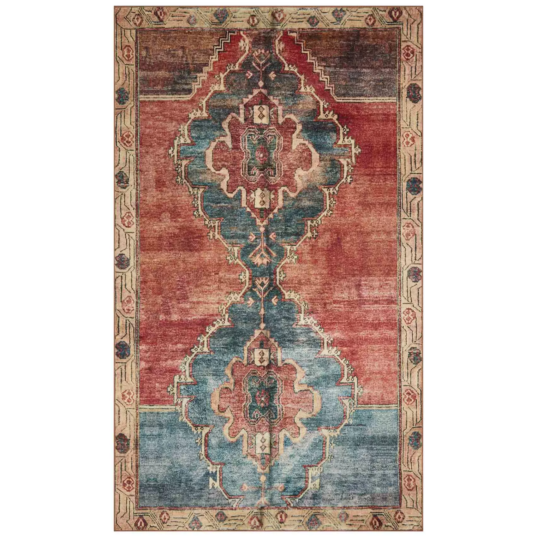 * Exclusive (D567) Freya Orange Medallion Washable Accent Rug, 3 5