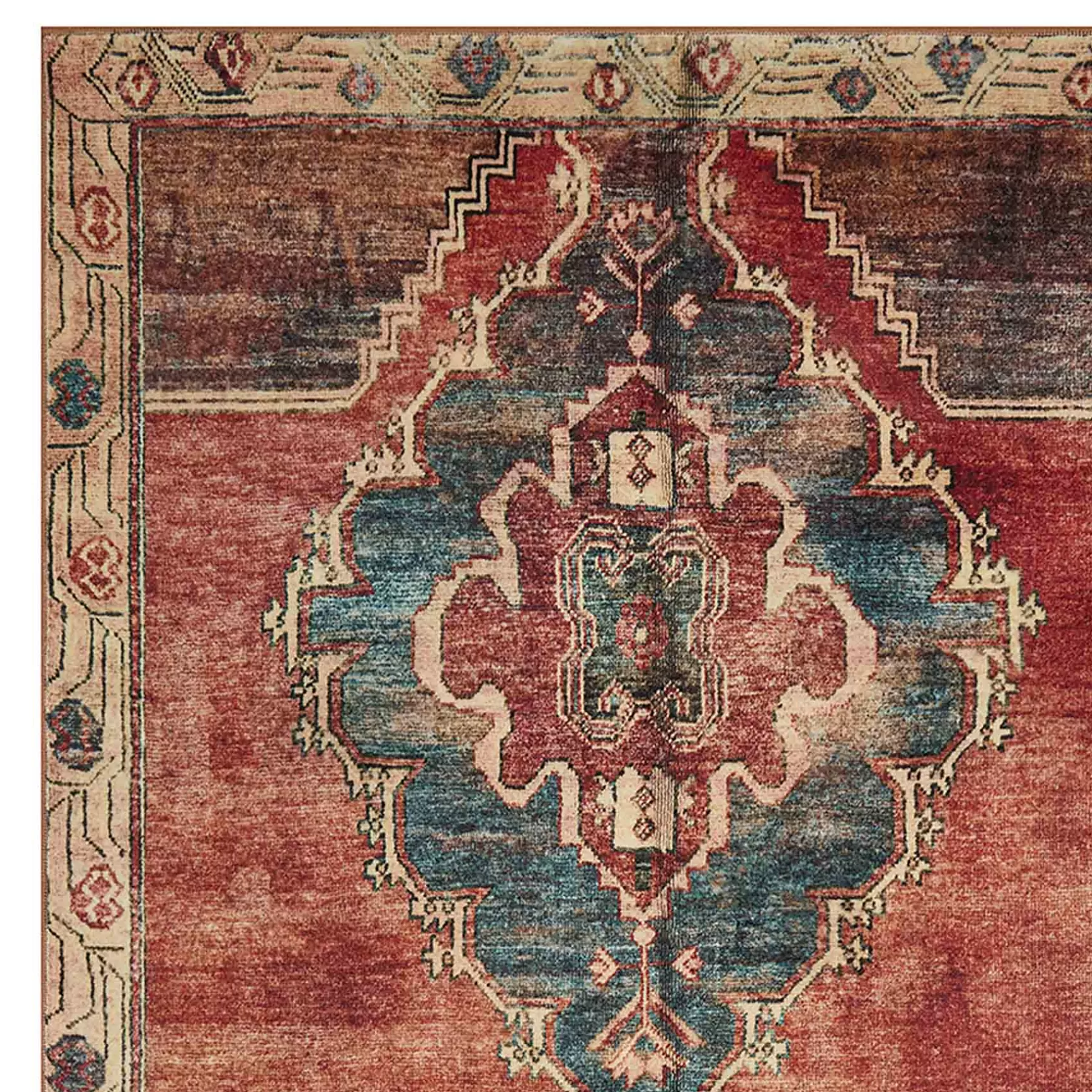 * Exclusive (D567) Freya Orange Medallion Washable Accent Rug, 3 5