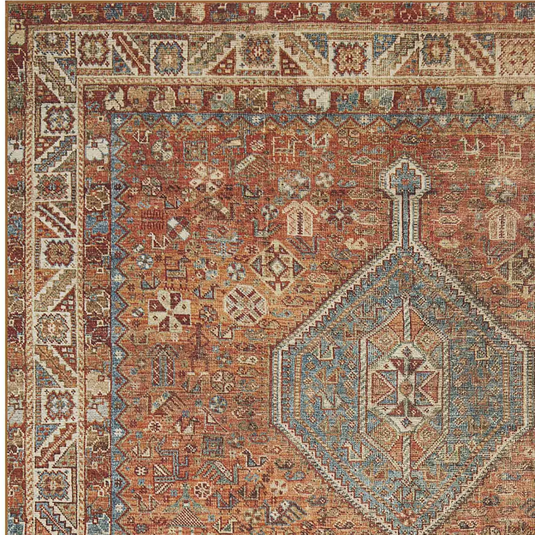 * Exclusive (D570) Freya Red Multi-Colored Medallion Washable Area Rug, 5 7