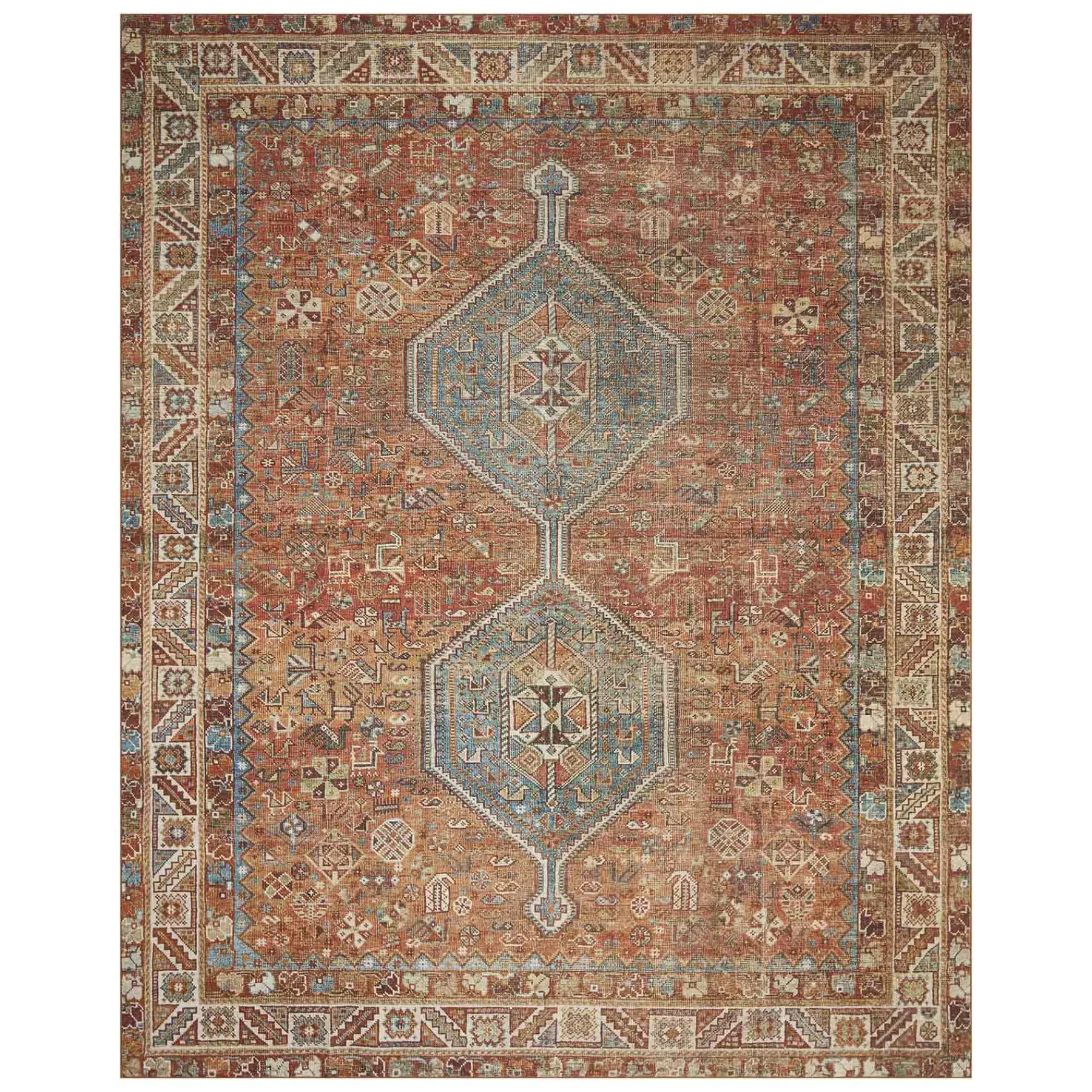 * Exclusive (D570) Freya Red Multi-Colored Medallion Washable Area Rug, 8 10